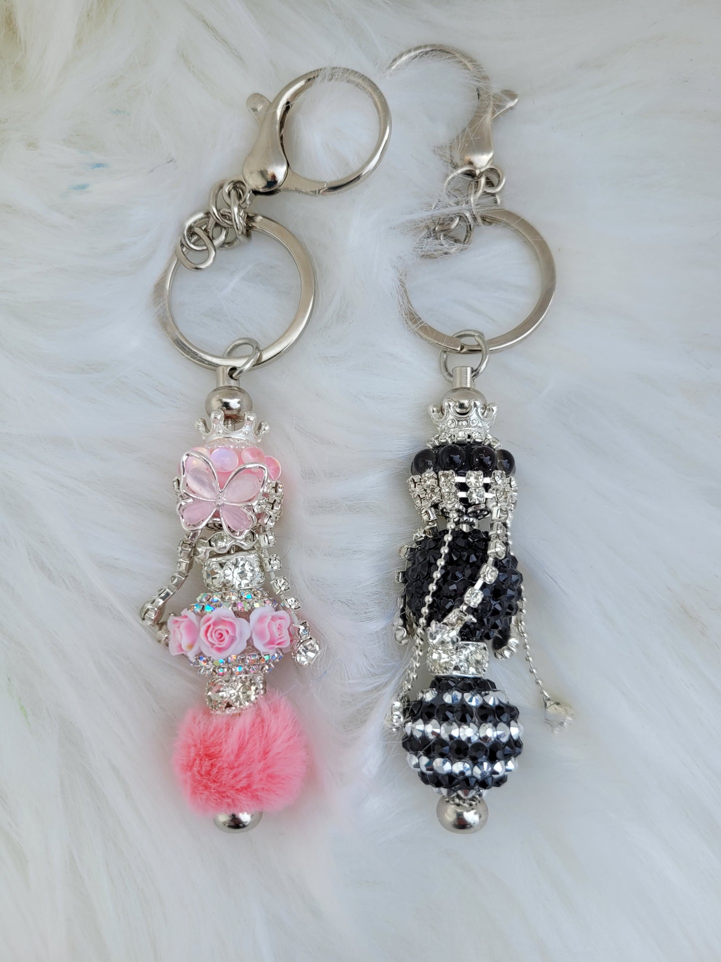 Pink or Black Sparkle Keychains