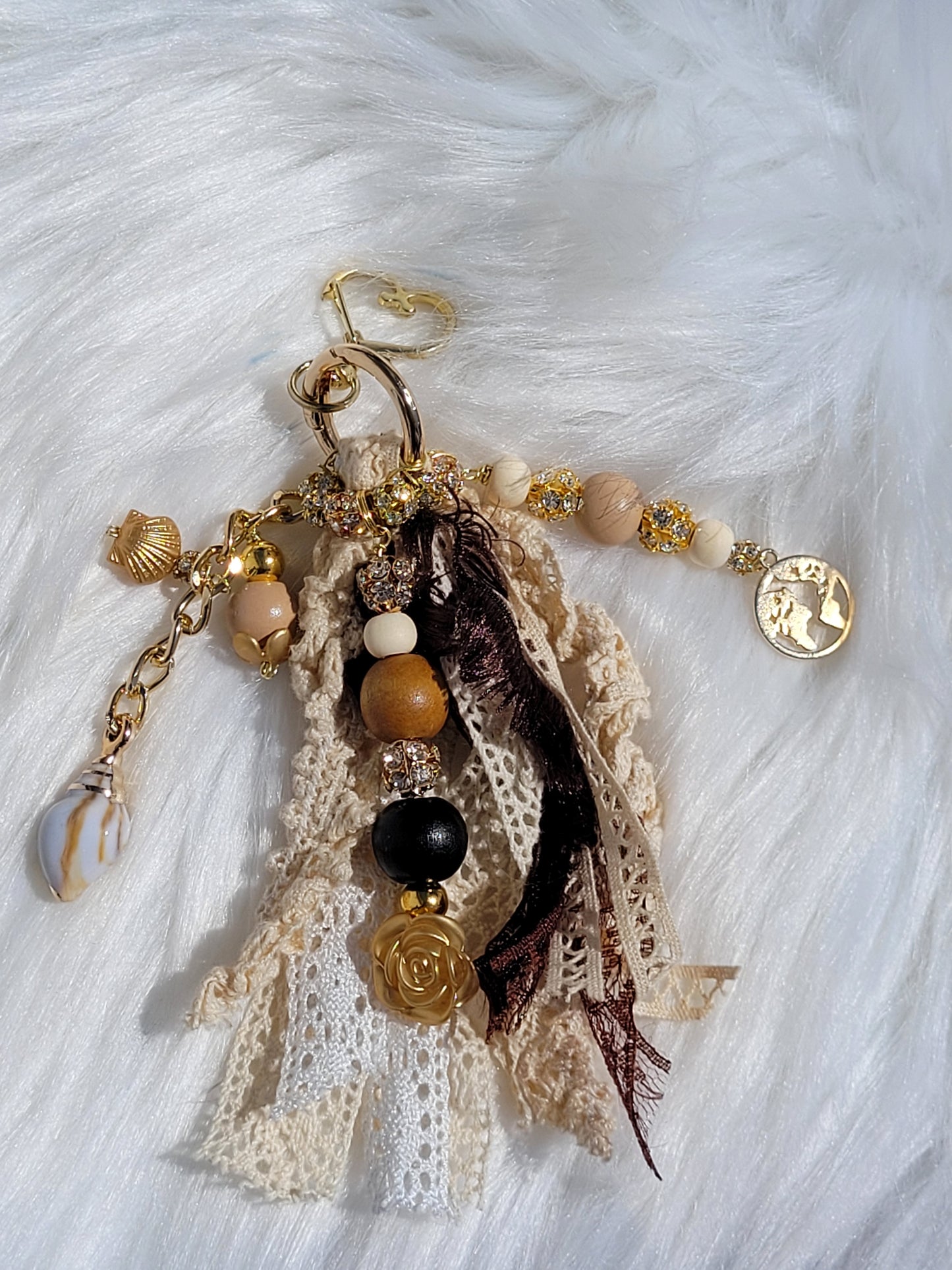 Large Dark Brown Boho Keychain Tote