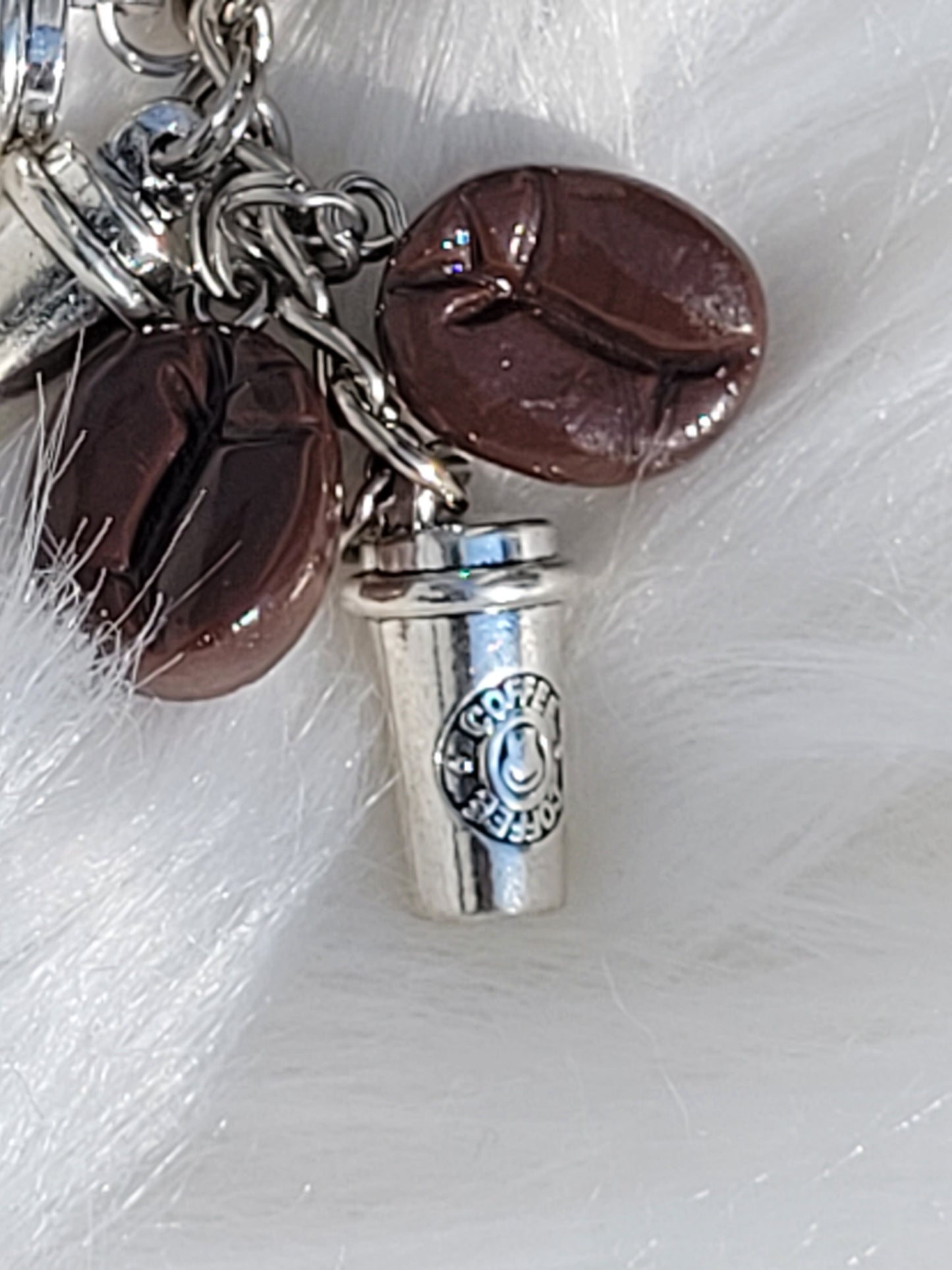 Silver cup coffee keychain