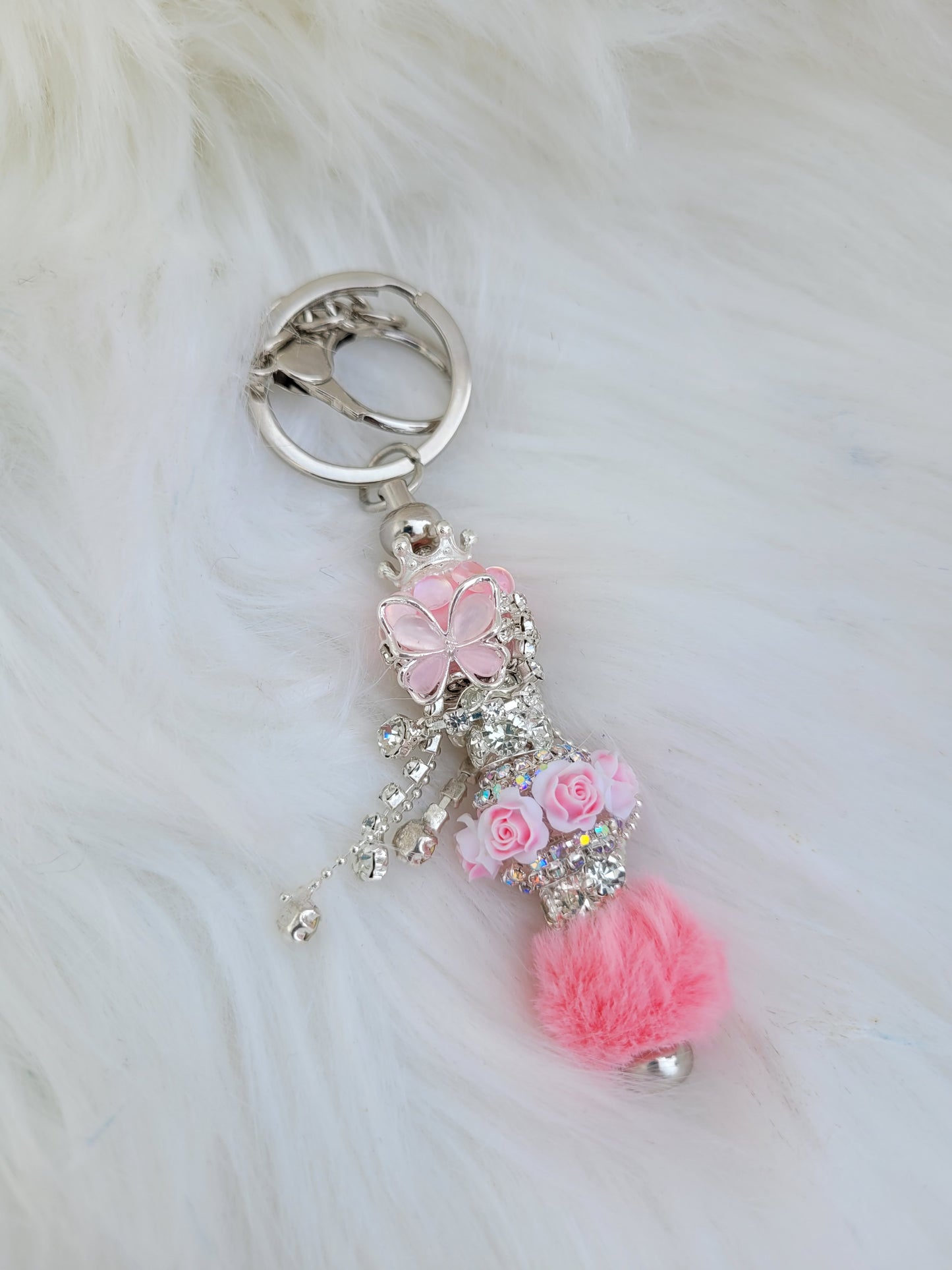 Pink or Black Sparkle Keychains