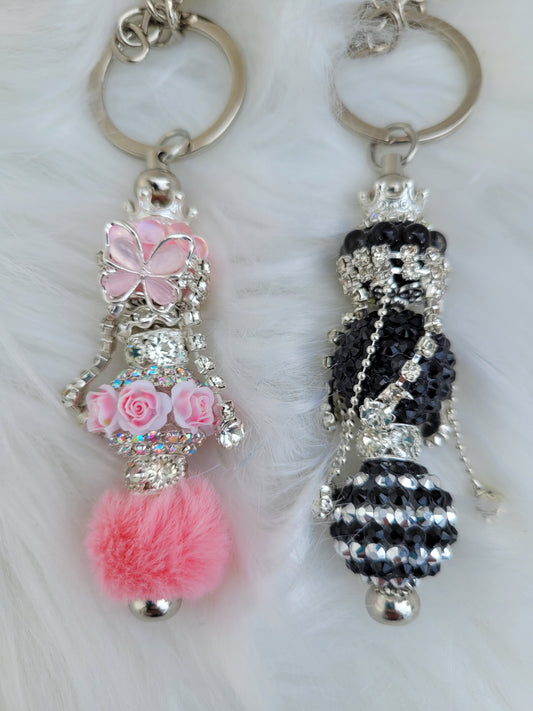 Pink or Black Sparkle Keychains