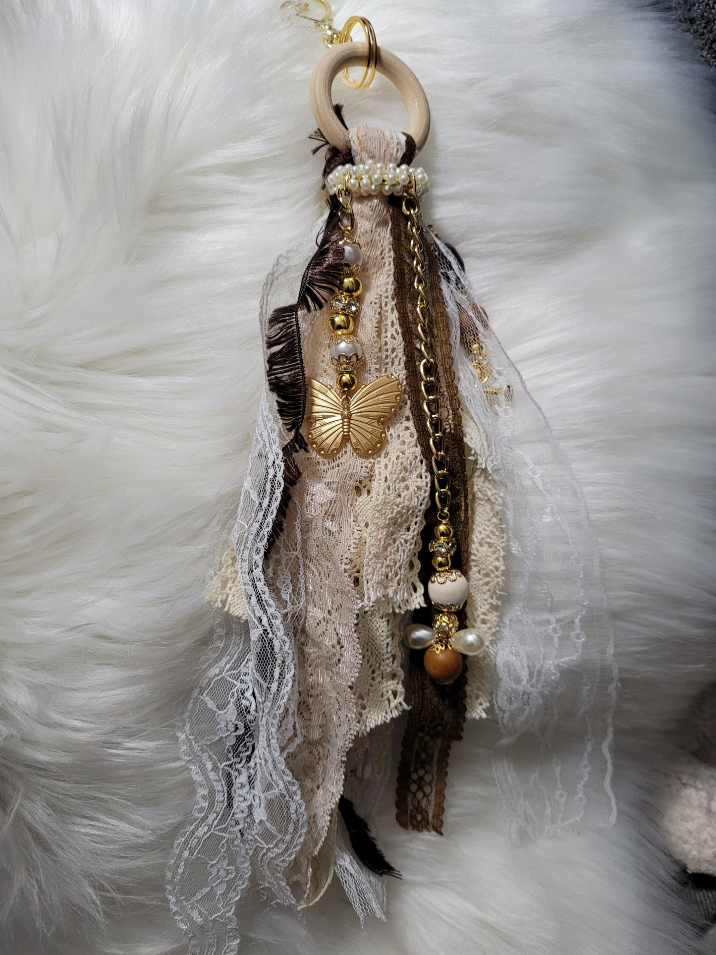 Large Brown Boho Keychain Tote