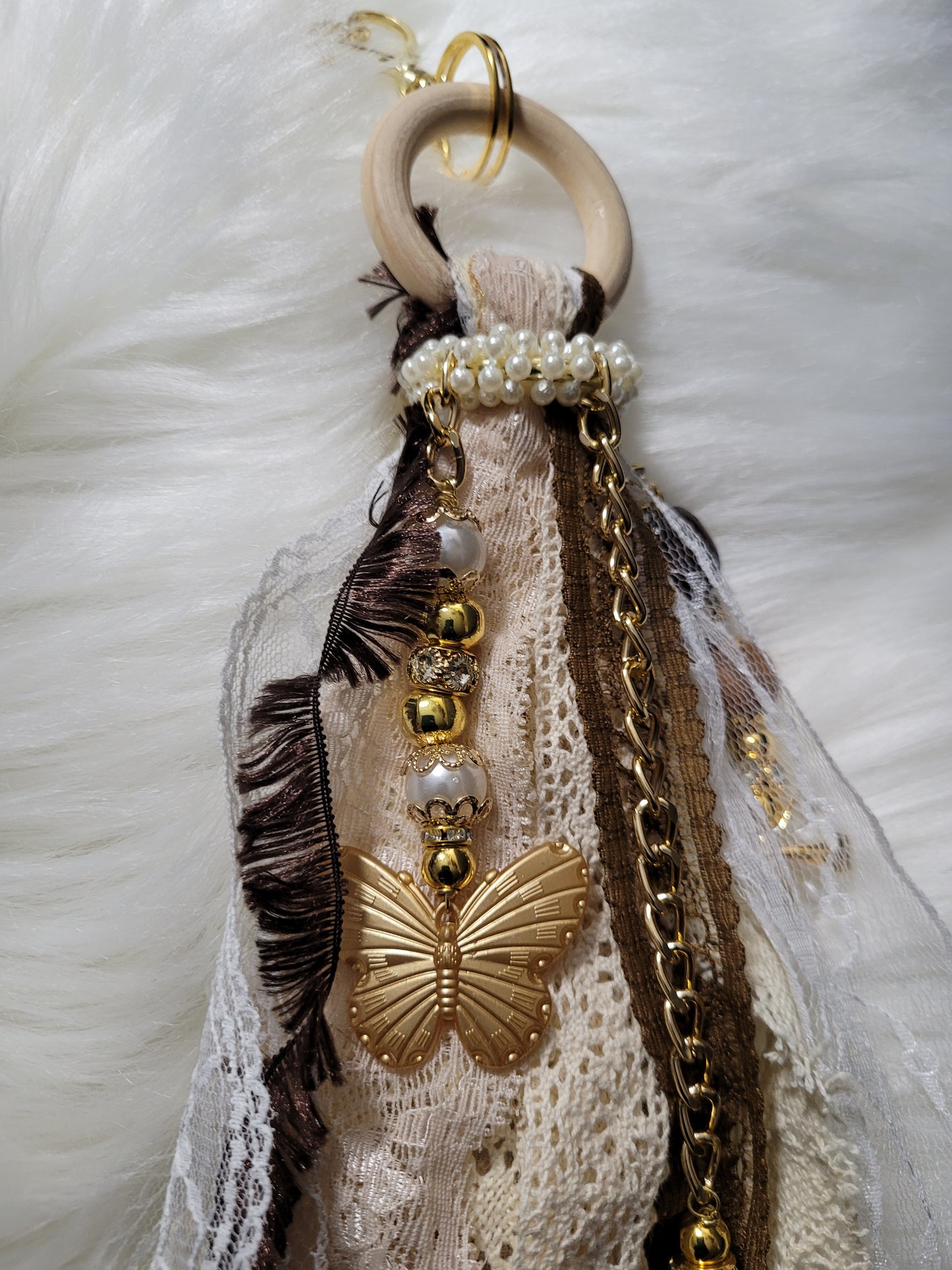 Large Brown Boho Keychain Tote