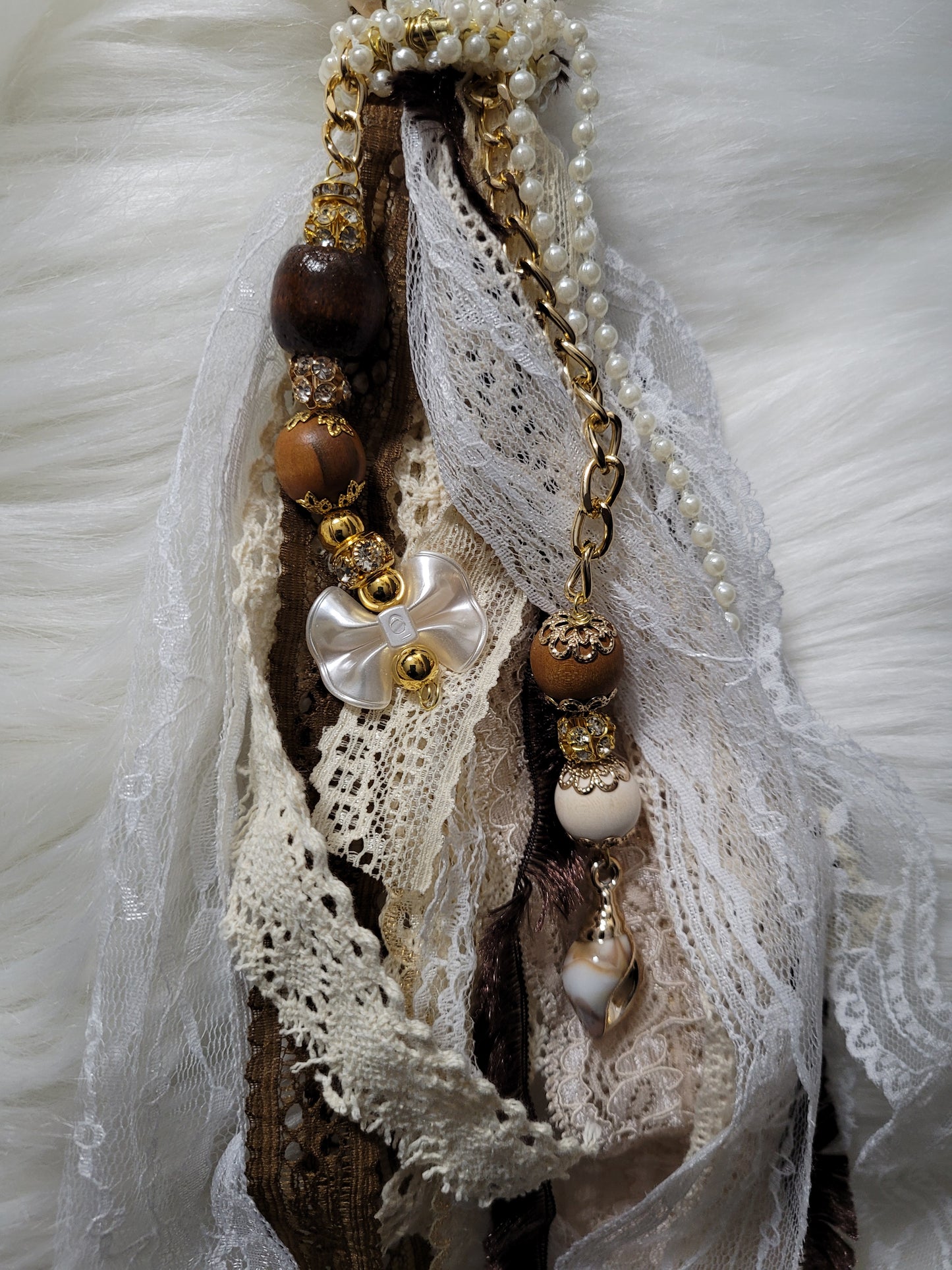 Large Brown Boho Keychain Tote