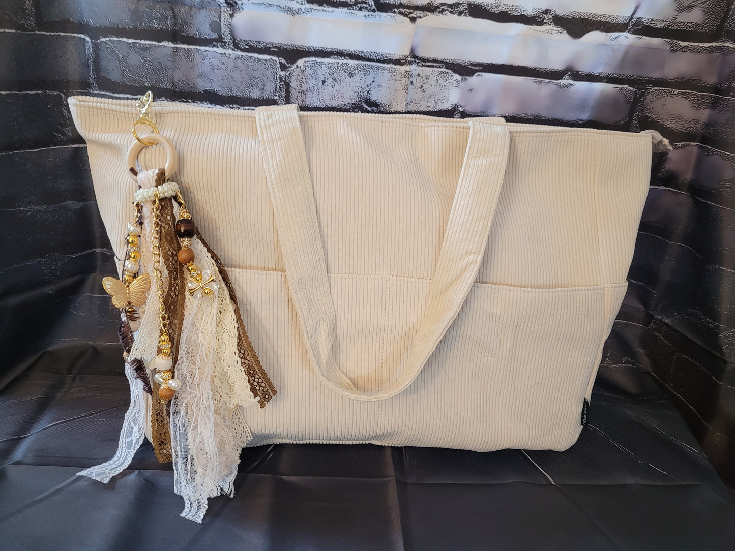 Large Brown Boho Keychain Tote