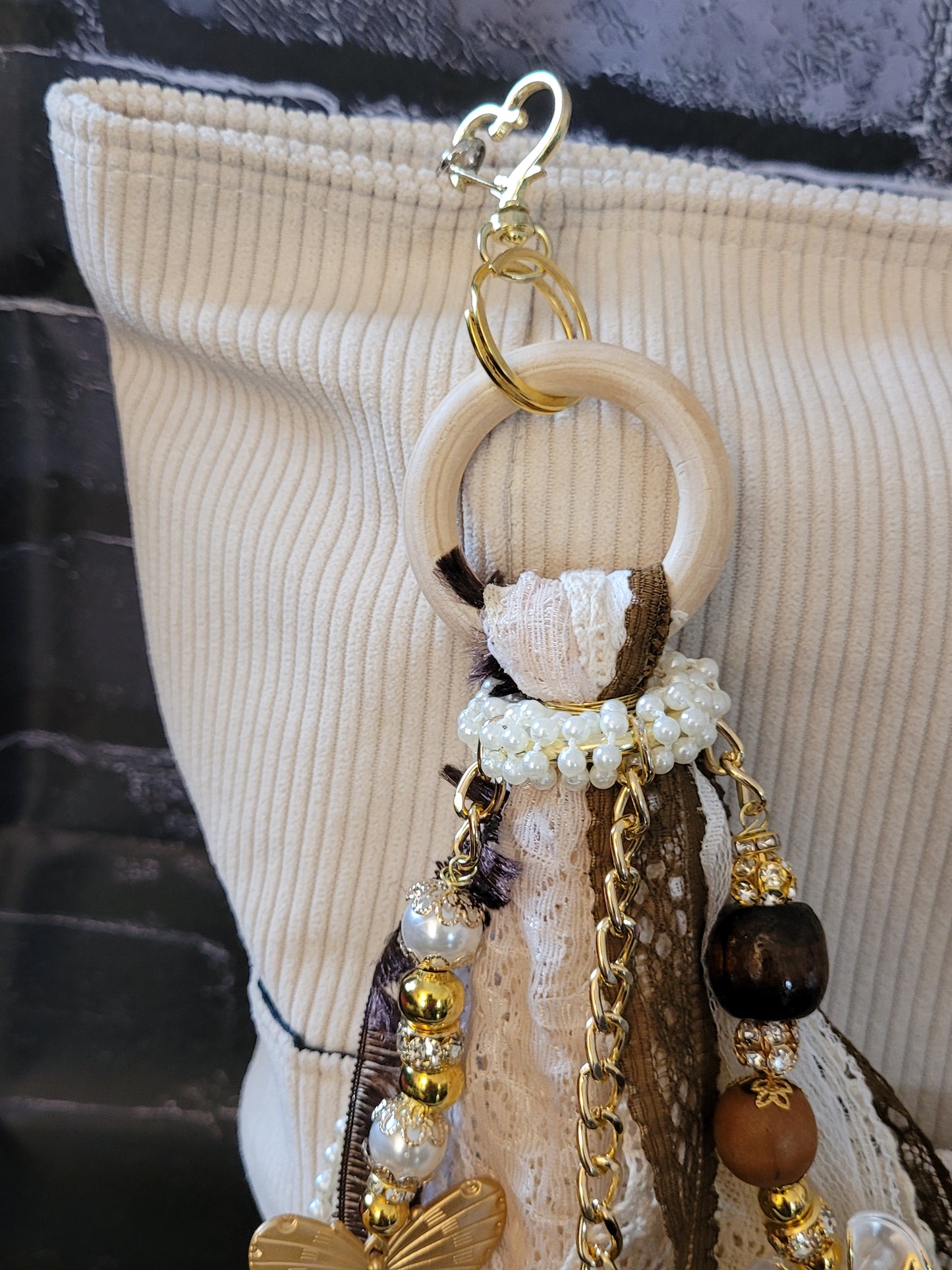 Large Brown Boho Keychain Tote