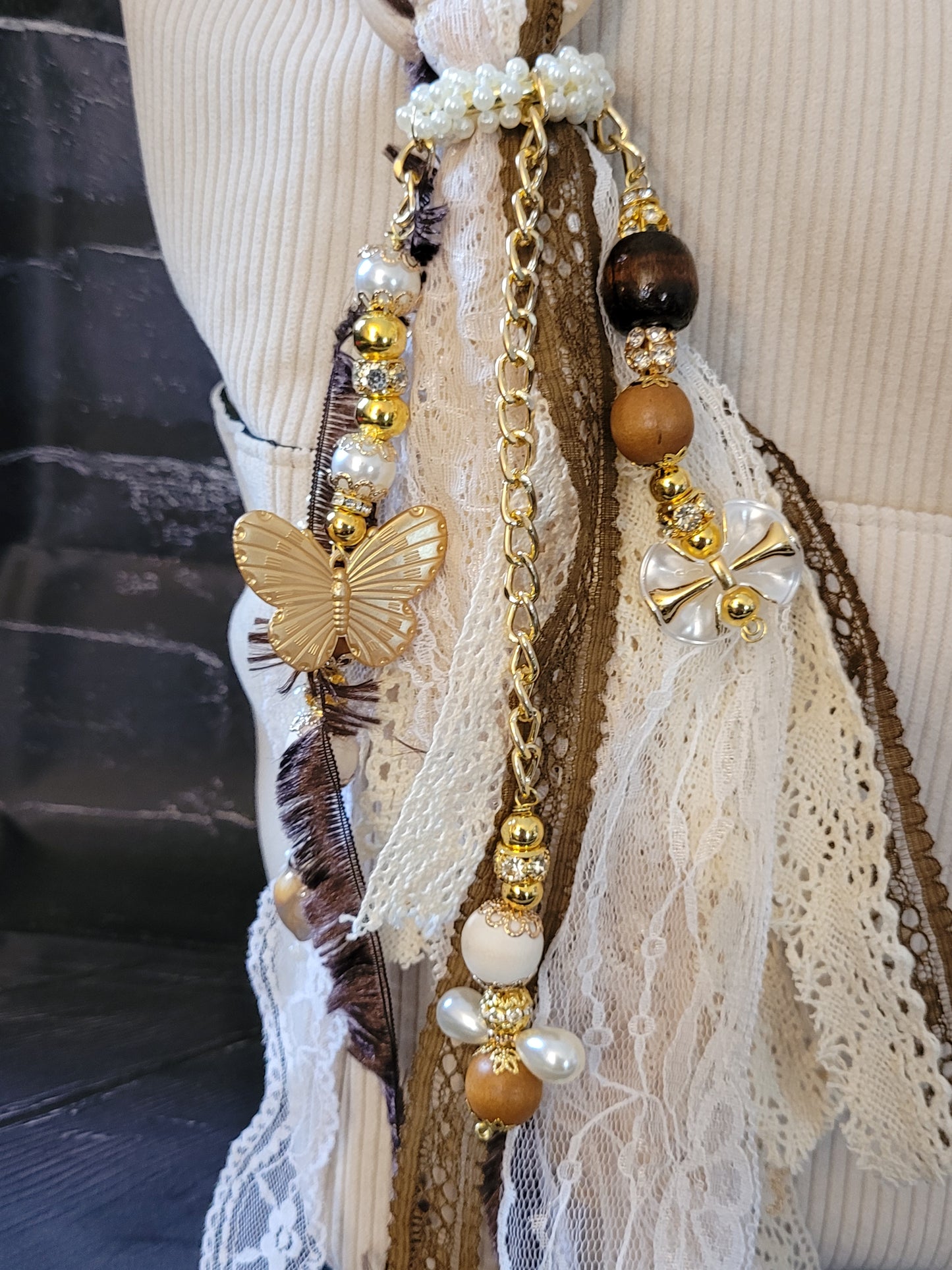 Large Brown Boho Keychain Tote