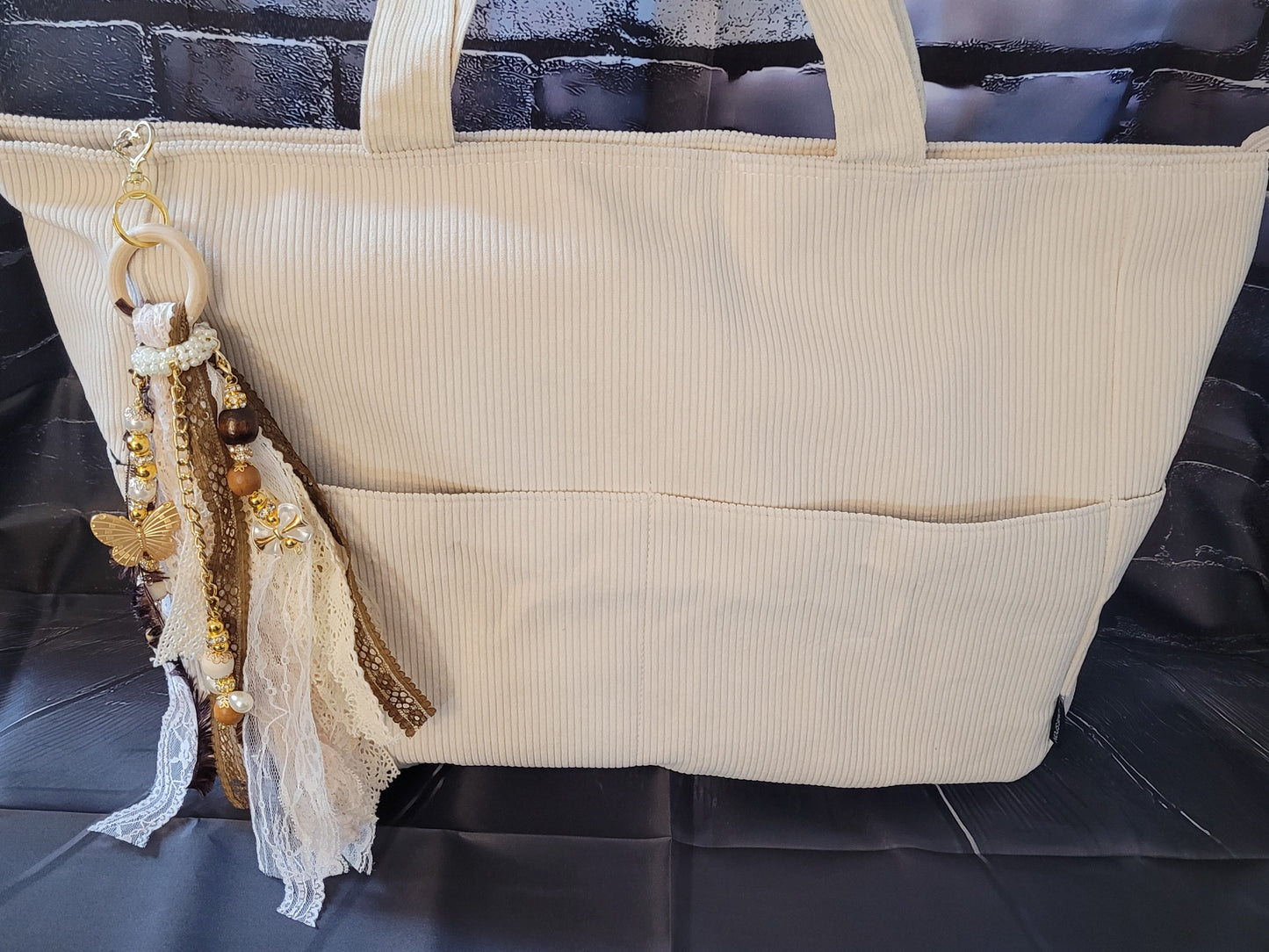 Large Brown Boho Keychain Tote