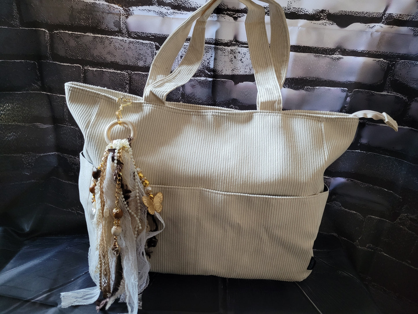 Large Pearl Boho Keychain Tote