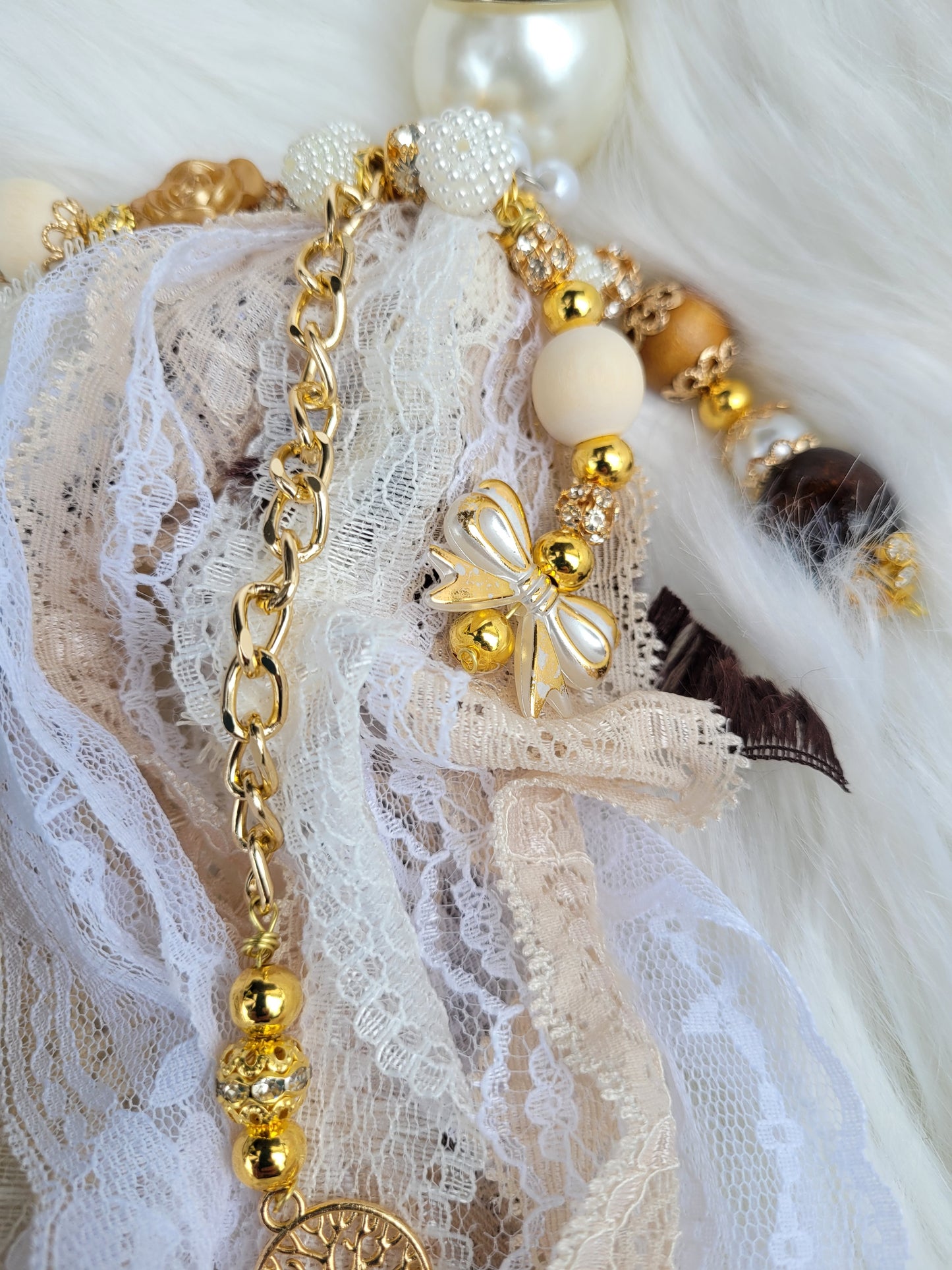 Large Pearl Boho Keychain Tote