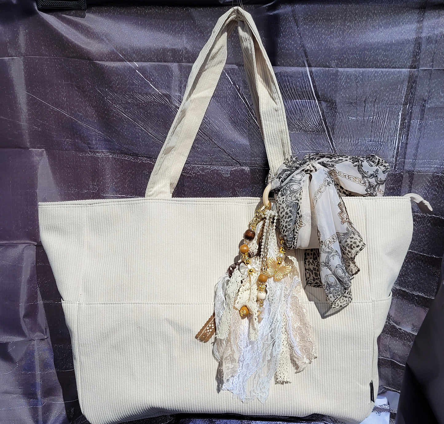 Large Brown Boho Keychain Tote