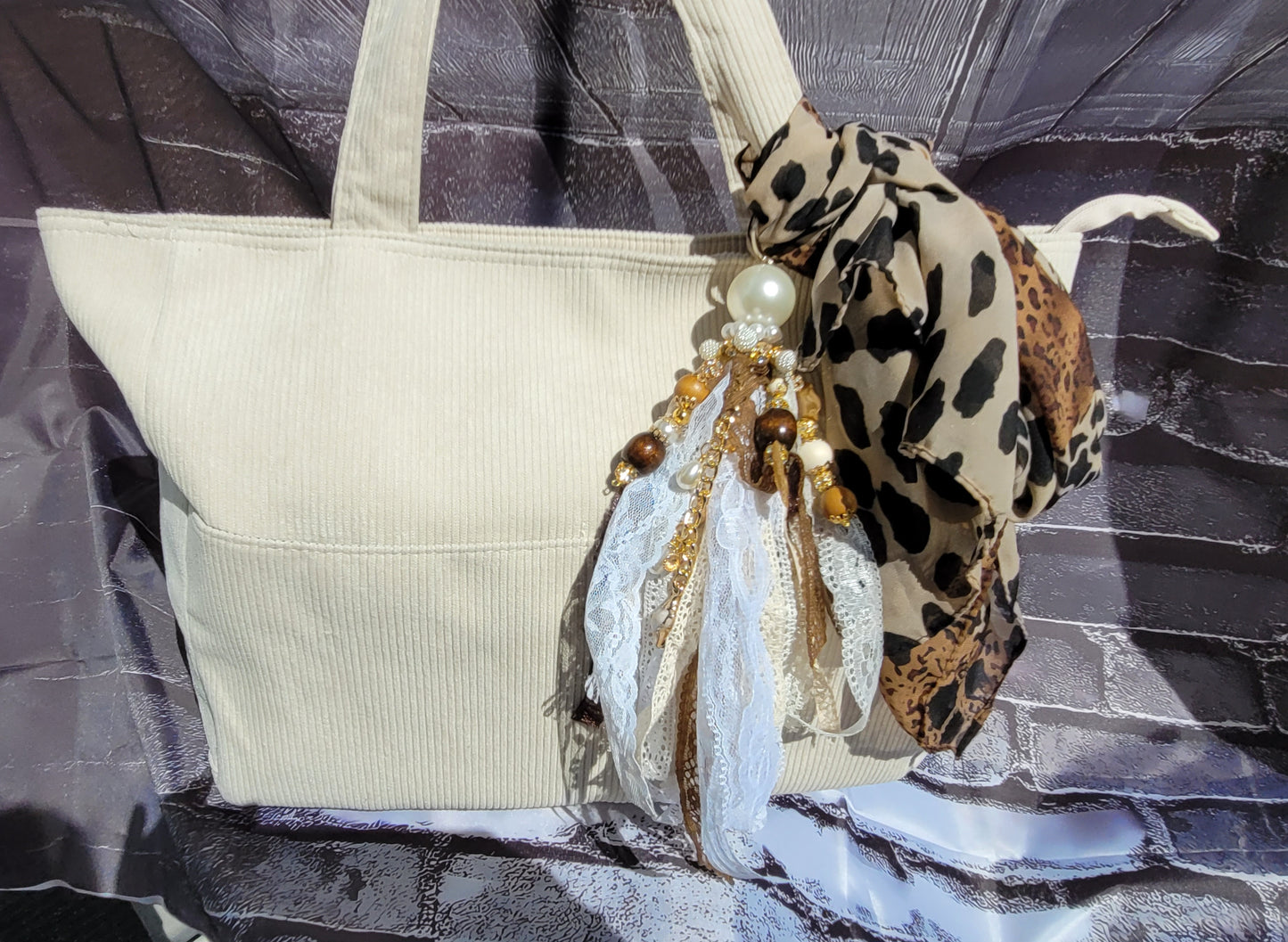 Large Pearl Boho Keychain Tote