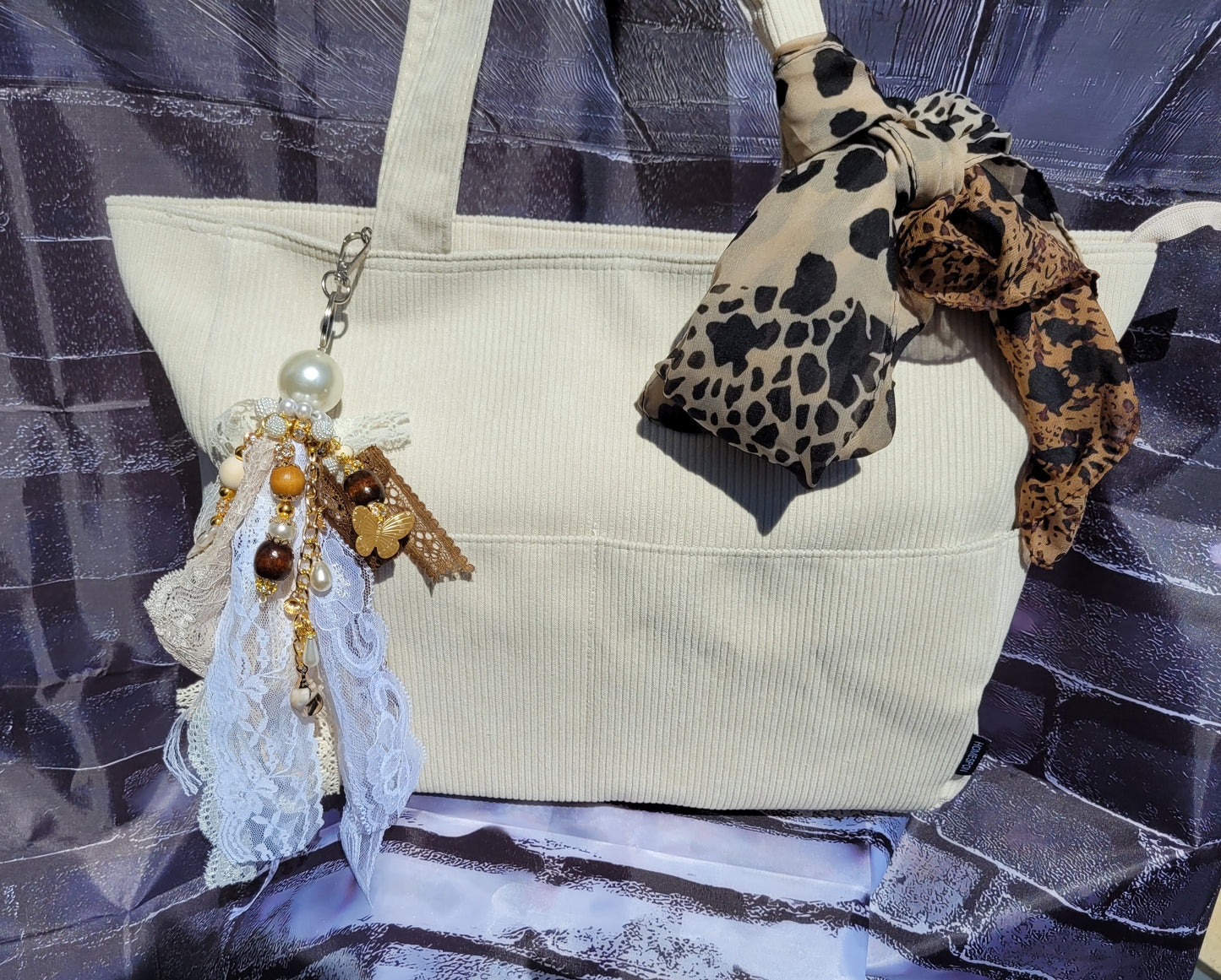 Large Pearl Boho Keychain Tote
