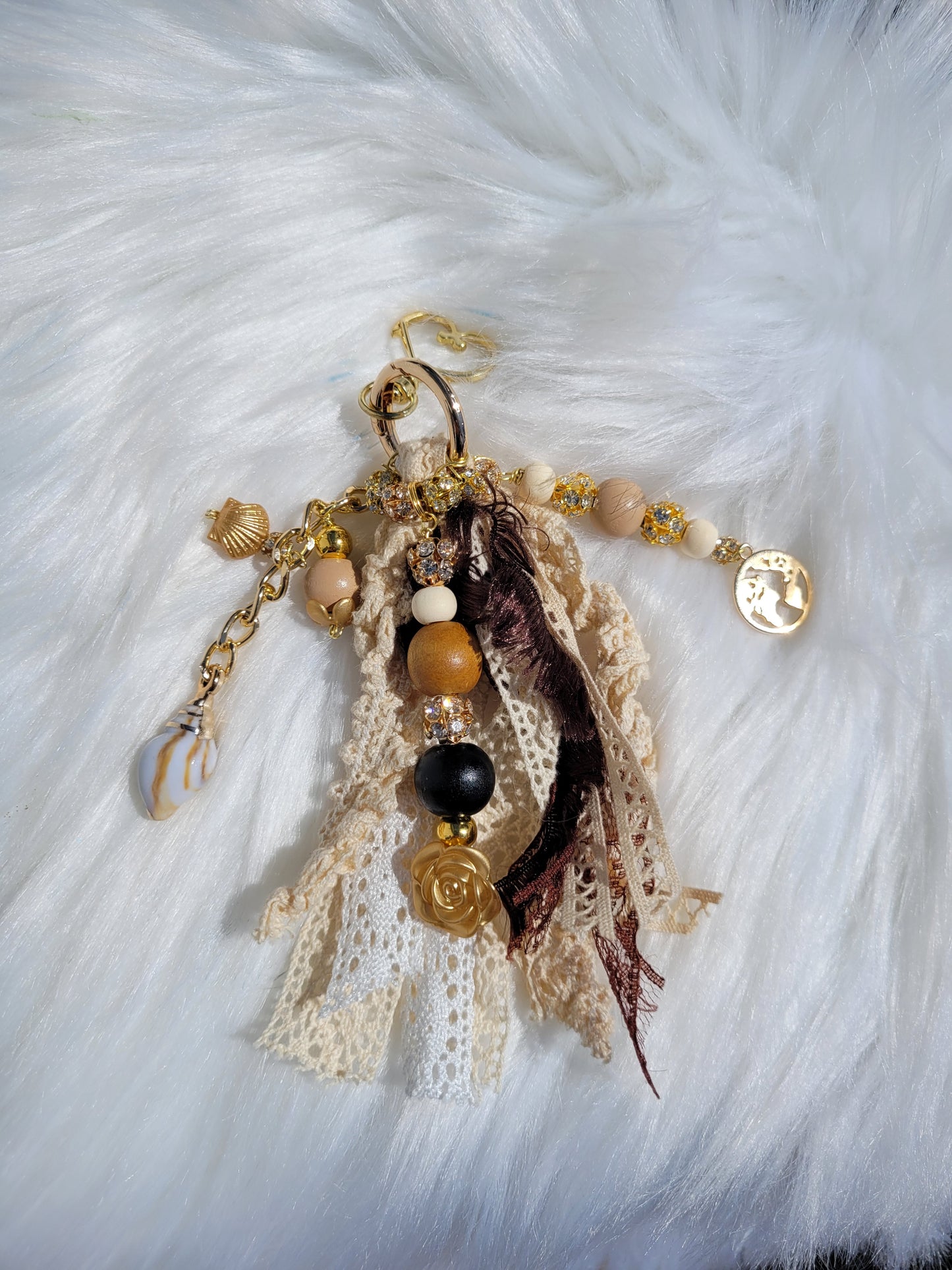 Large Dark Brown Boho Keychain Tote