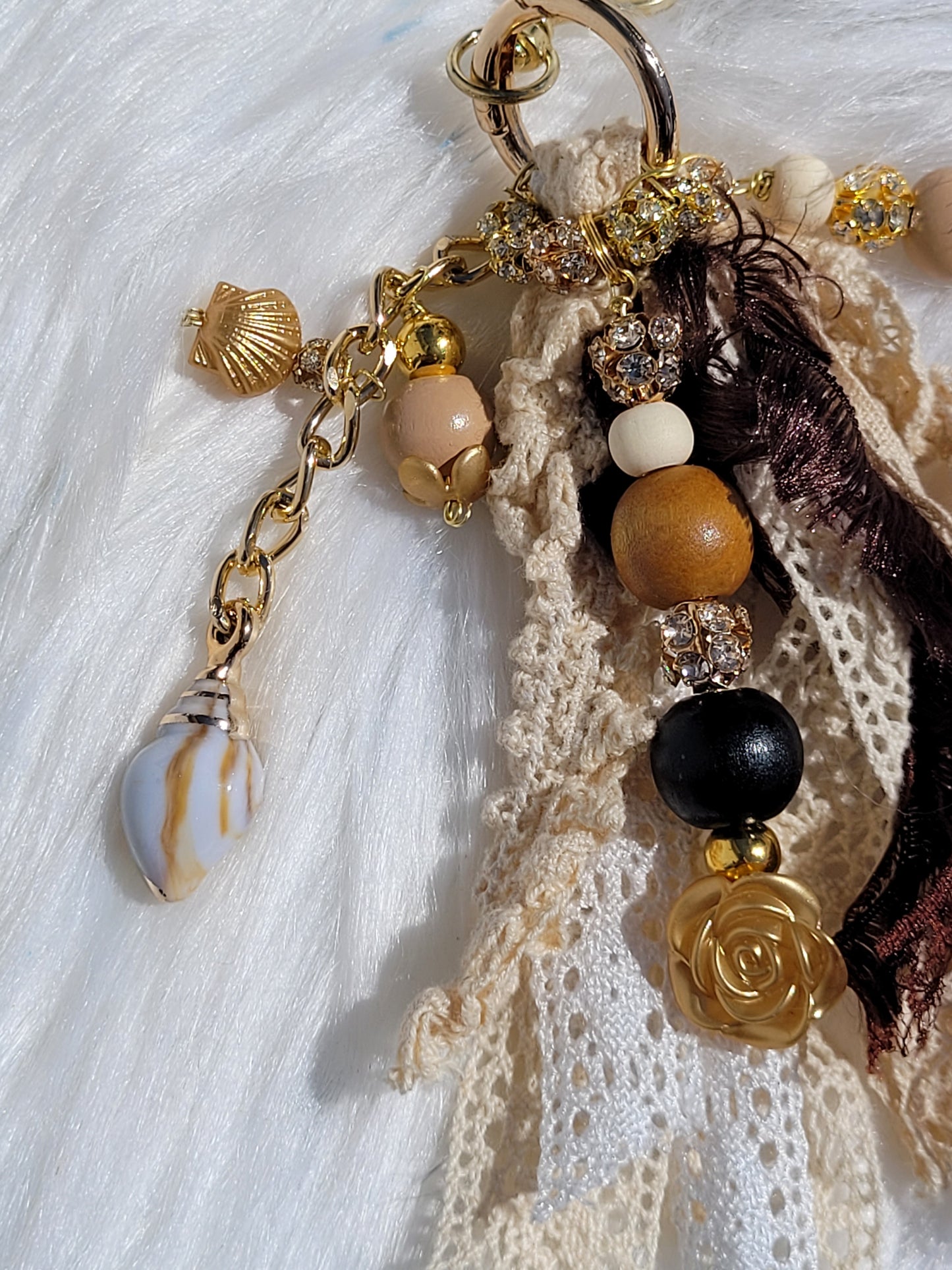 Large Dark Brown Boho Keychain Tote