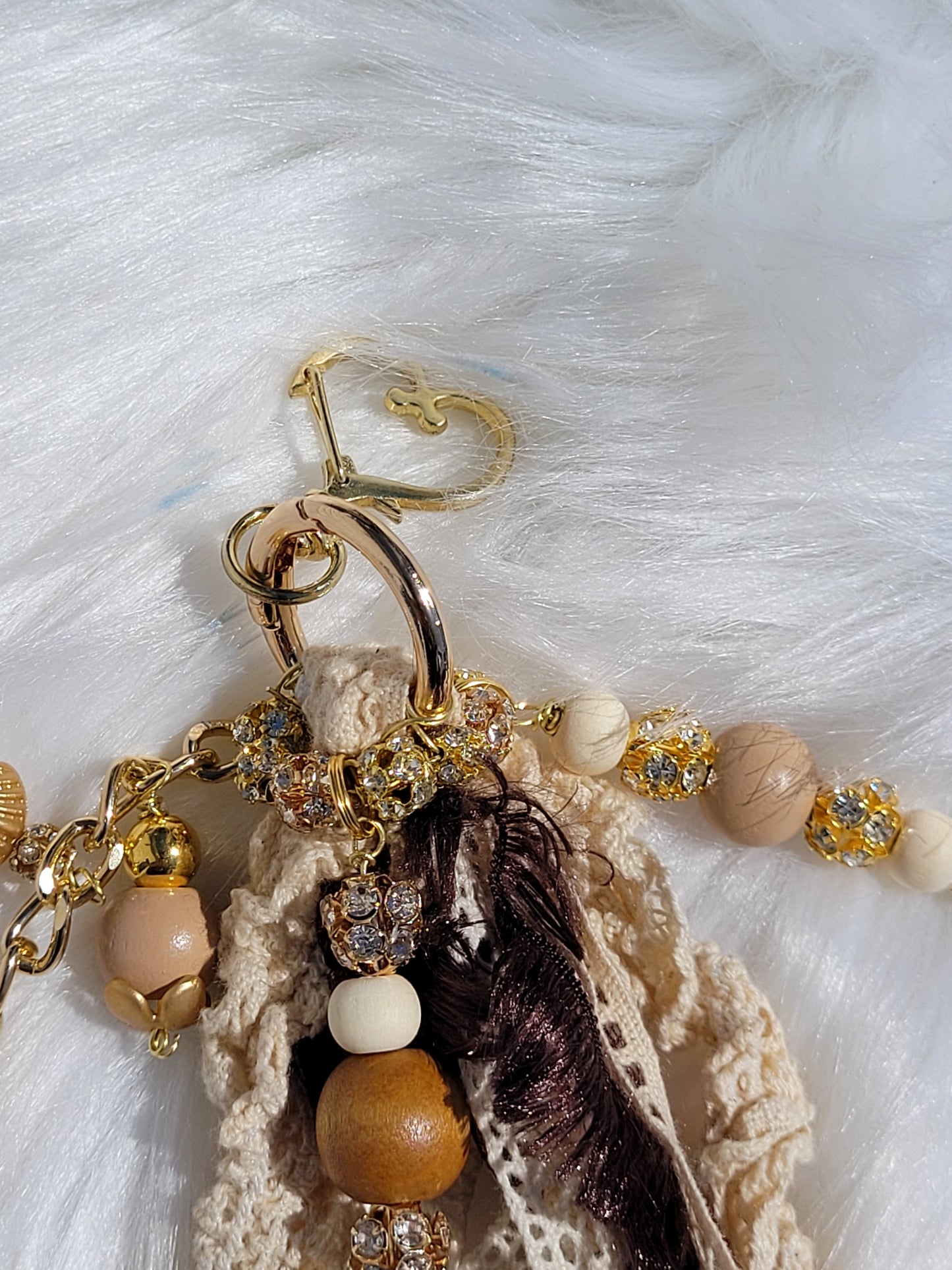 Large Dark Brown Boho Keychain Tote