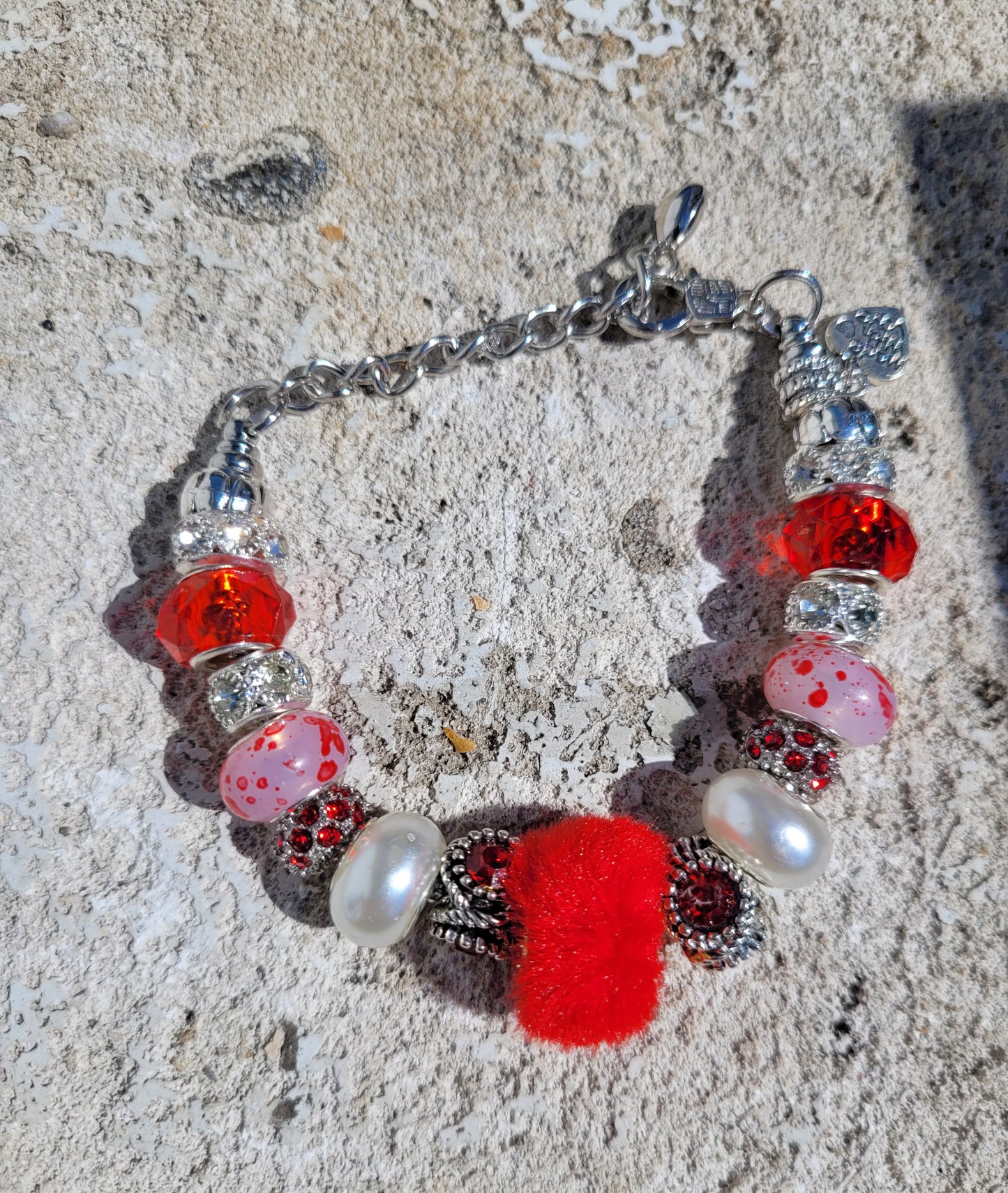 Red Puff Beaded Bracelet