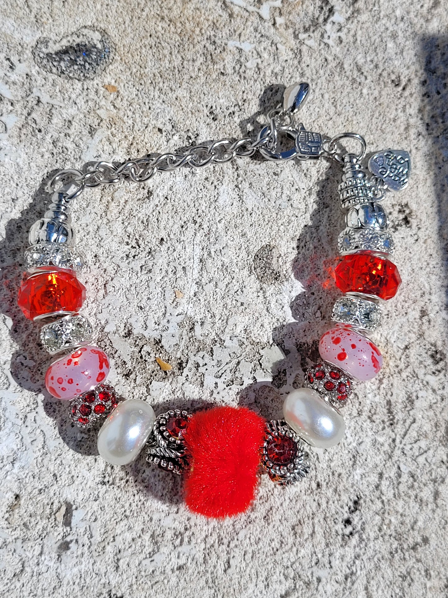 Red Puff Beaded Bracelet