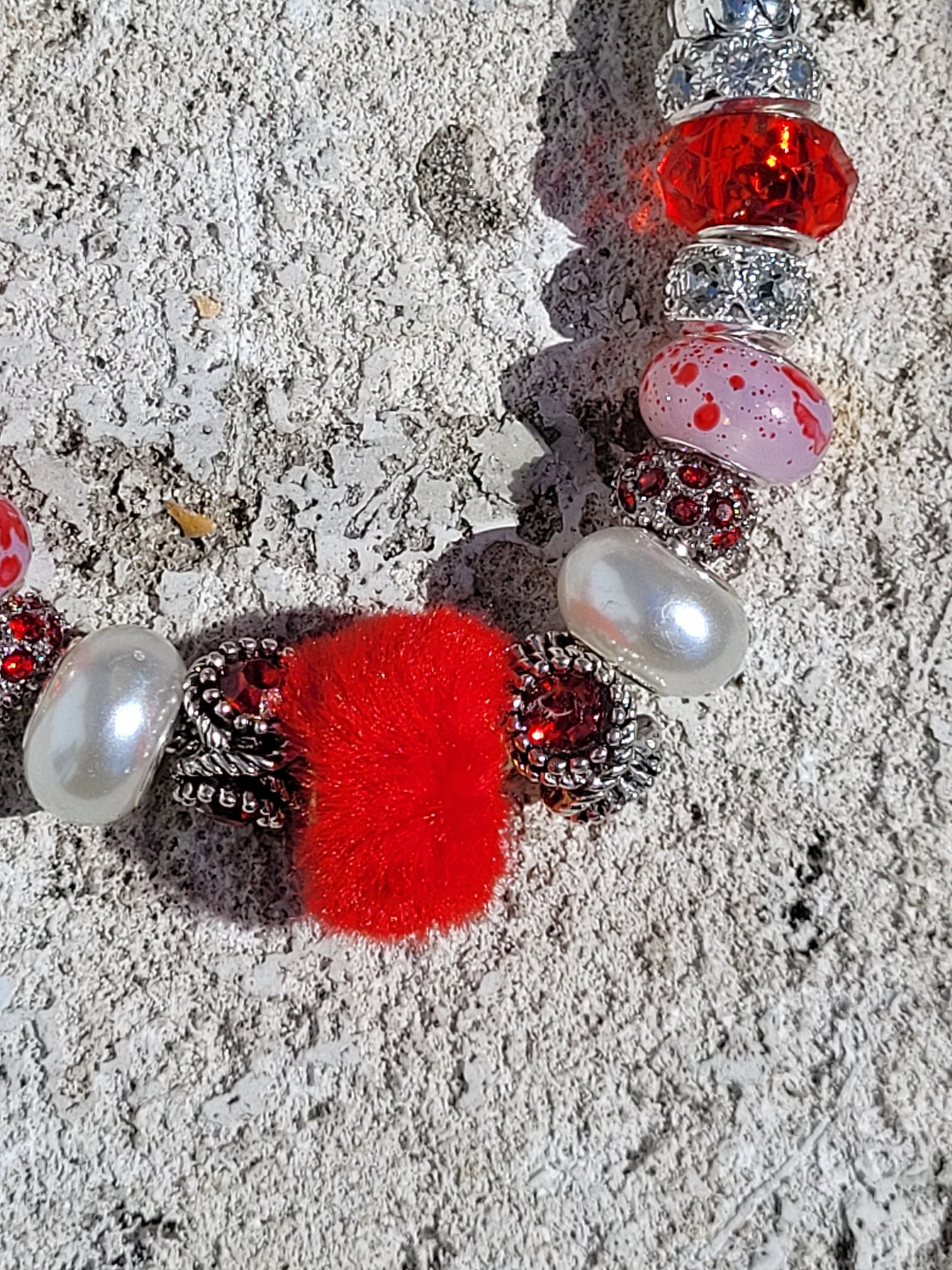 Red Puff Beaded Bracelet