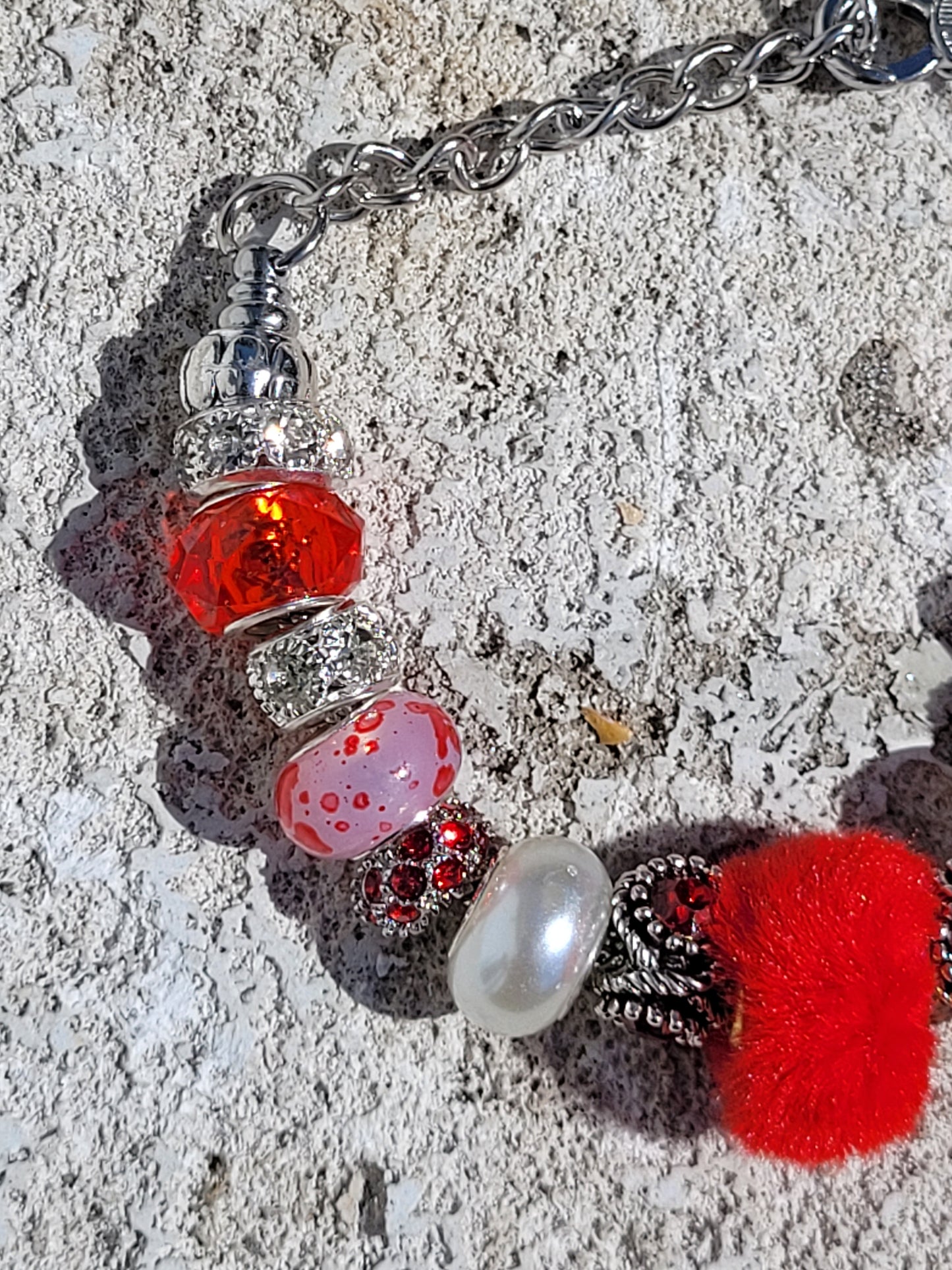 Red Puff Beaded Bracelet