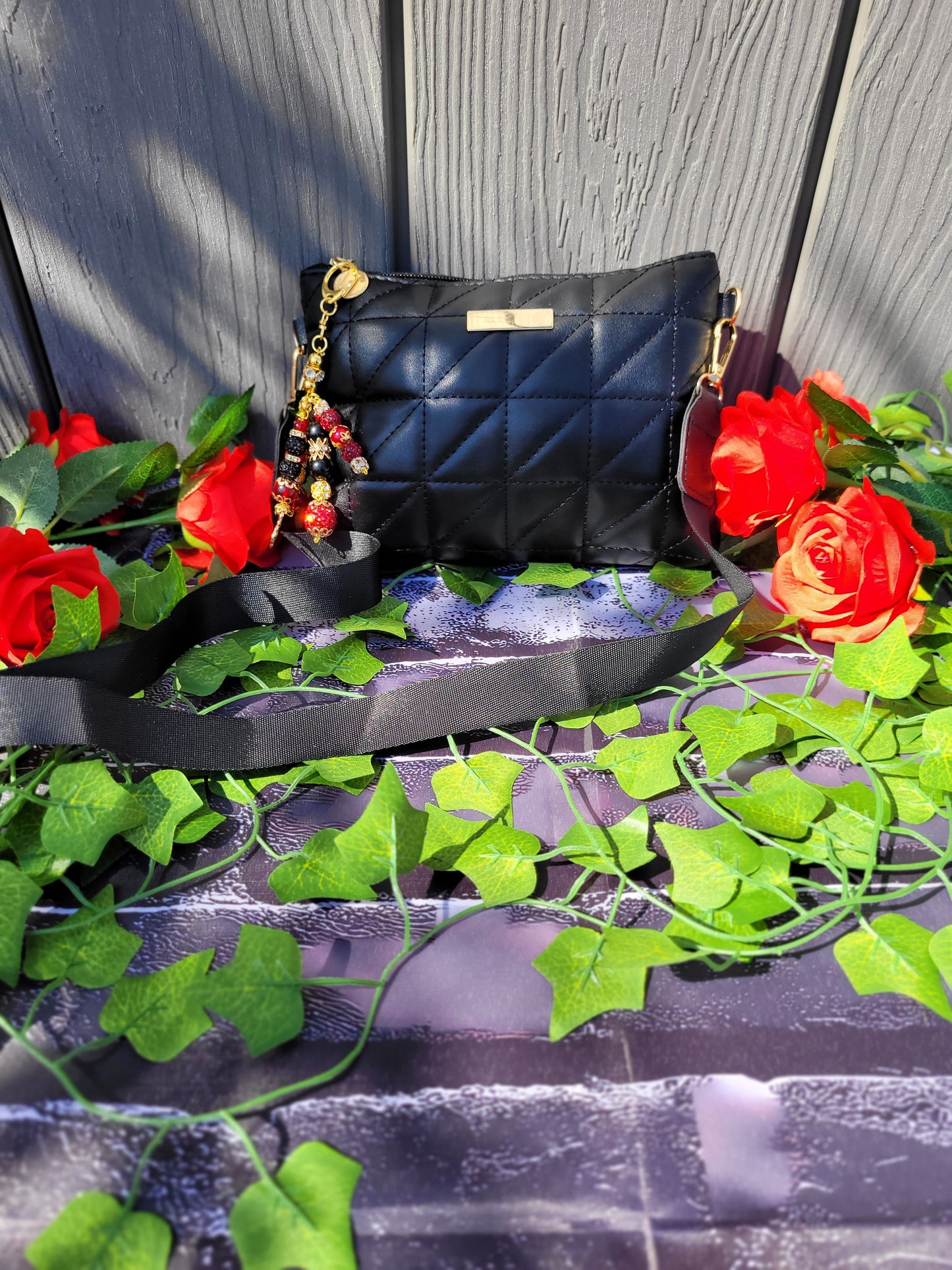 2025 women's checkered crossbody bag  with dangle