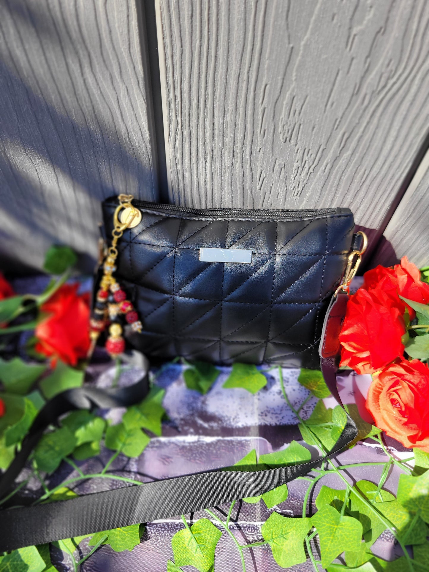 2025 women's checkered crossbody bag  with dangle