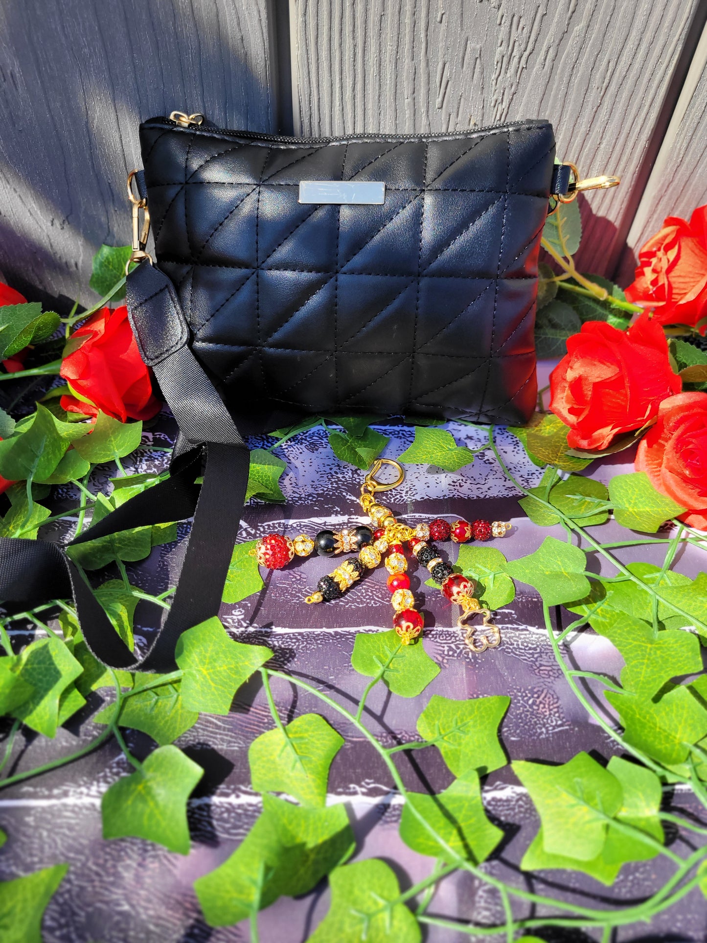 2025 women's checkered crossbody bag  with dangle