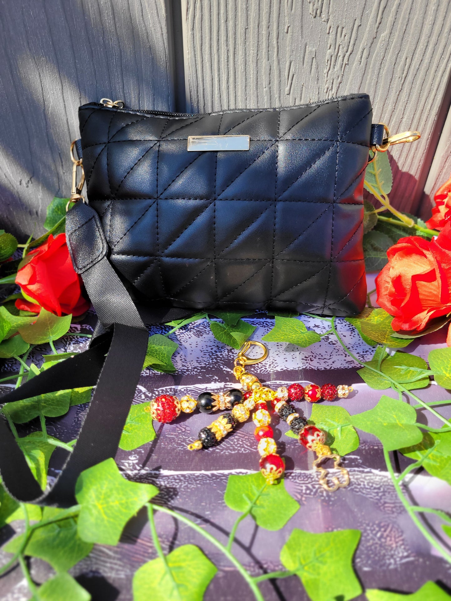 2025 women's checkered crossbody bag  with dangle