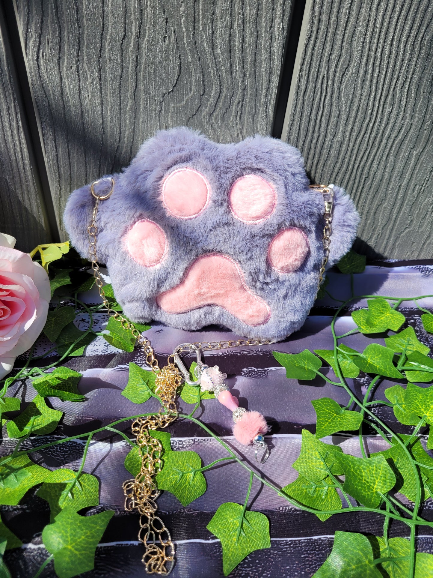 Chic Mini Paw Soft Crossbody Bag with Dangle Keychain