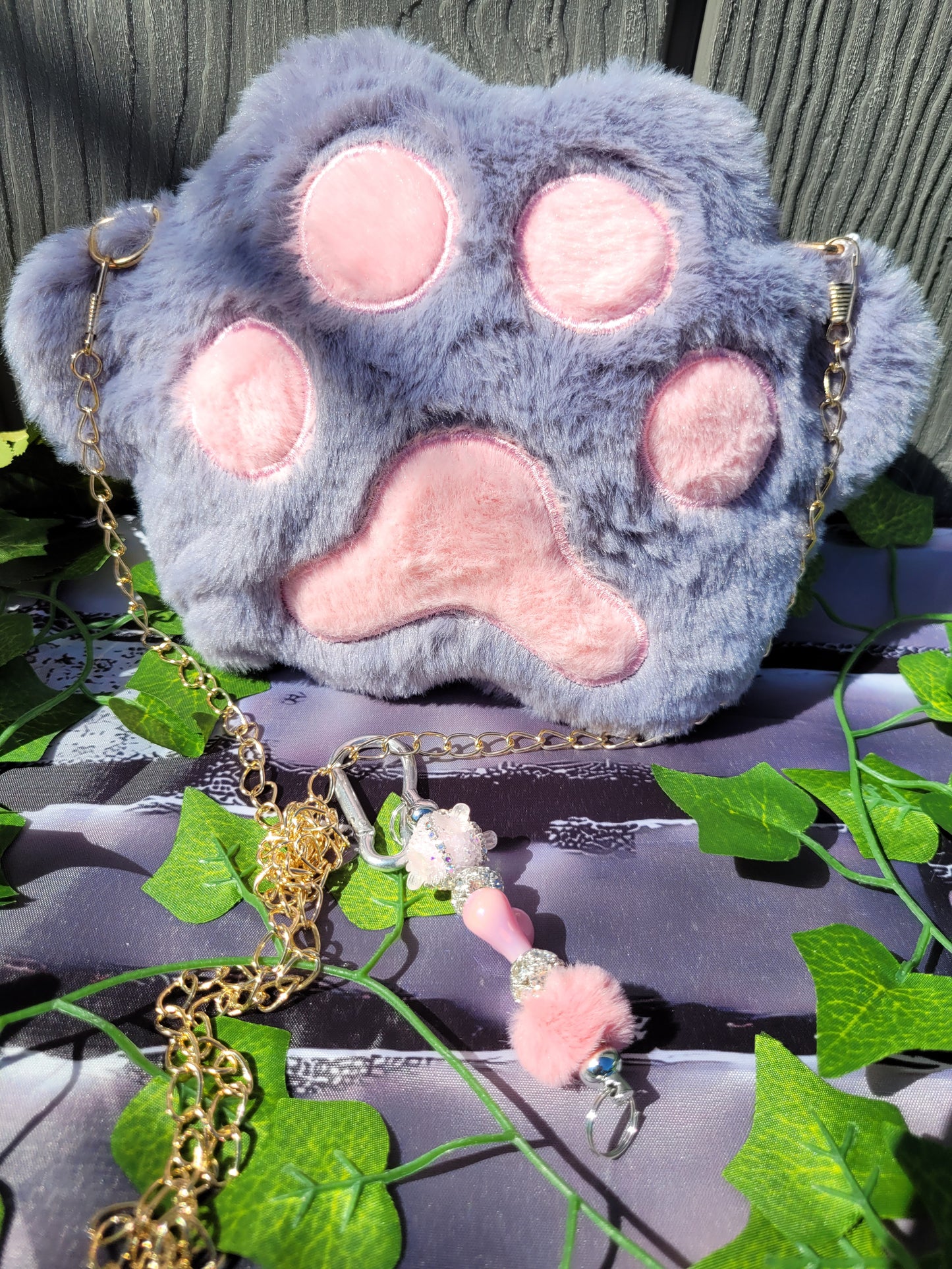 Chic Mini Paw Soft Crossbody Bag with Dangle Keychain