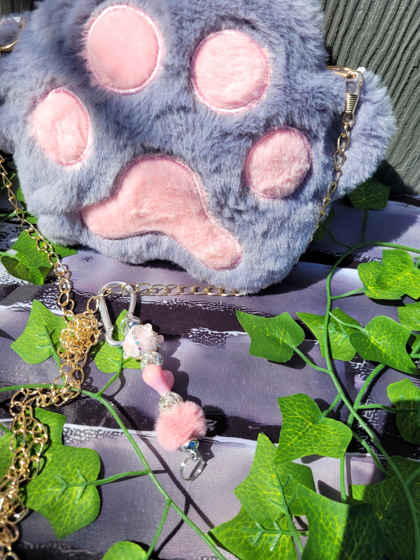 Chic Mini Paw Soft Crossbody Bag with Dangle Keychain