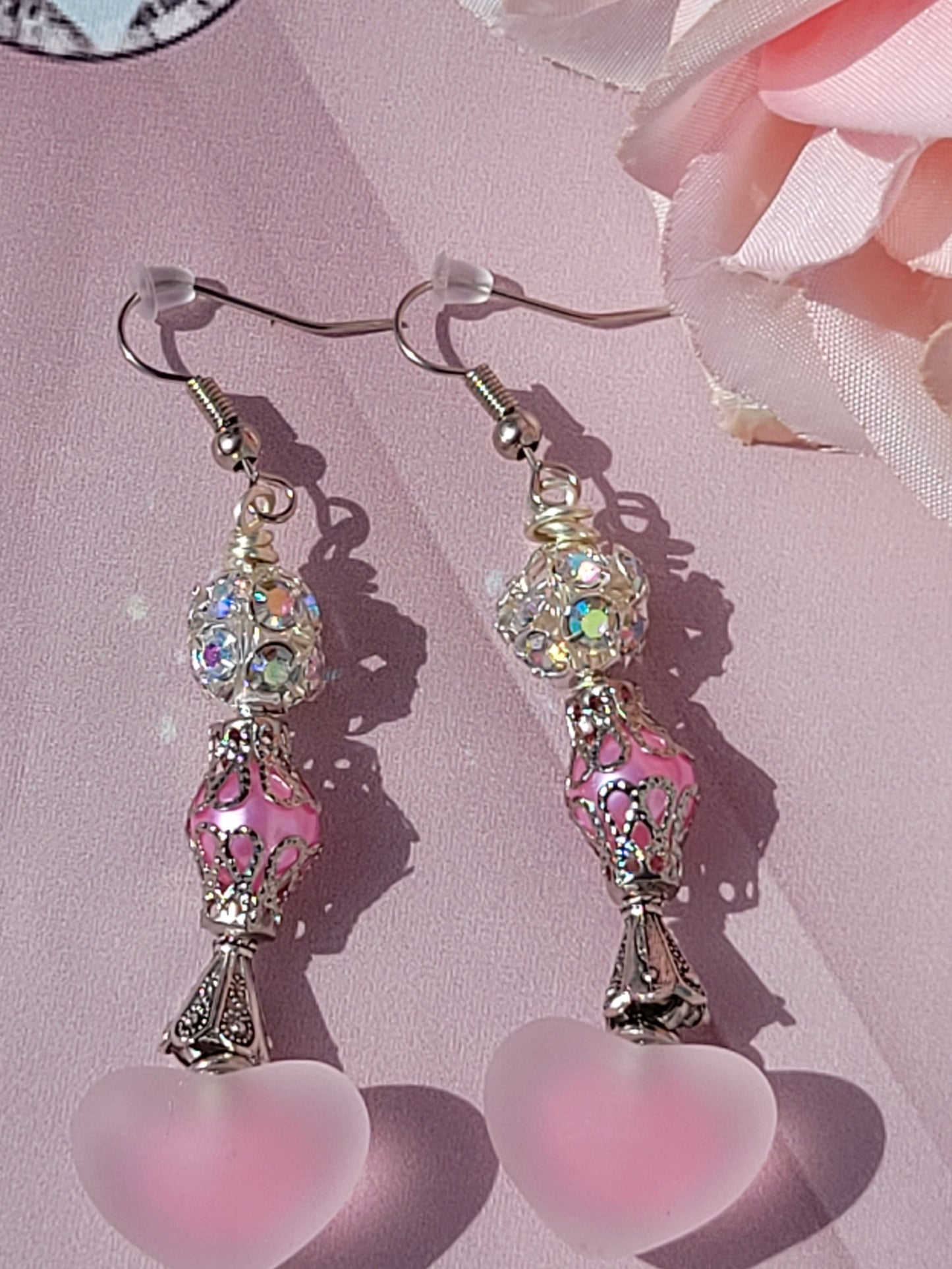 Pink Heart Earrings