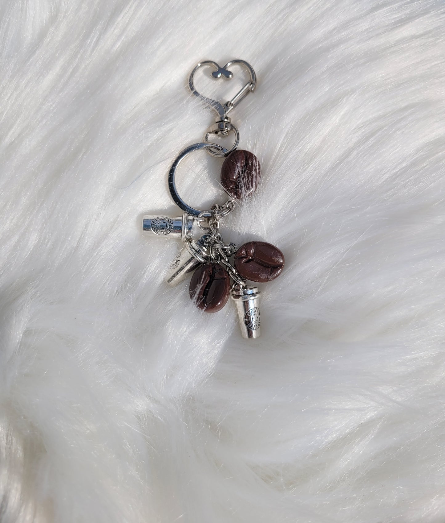 Silver cup coffee keychain