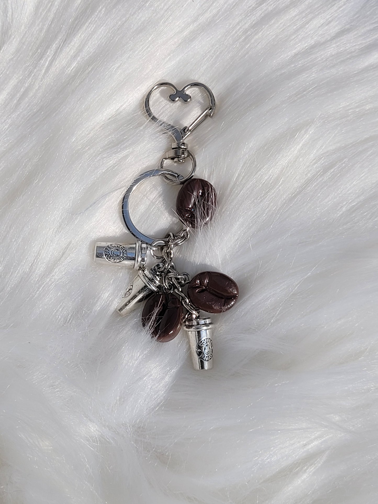 Silver cup coffee keychain