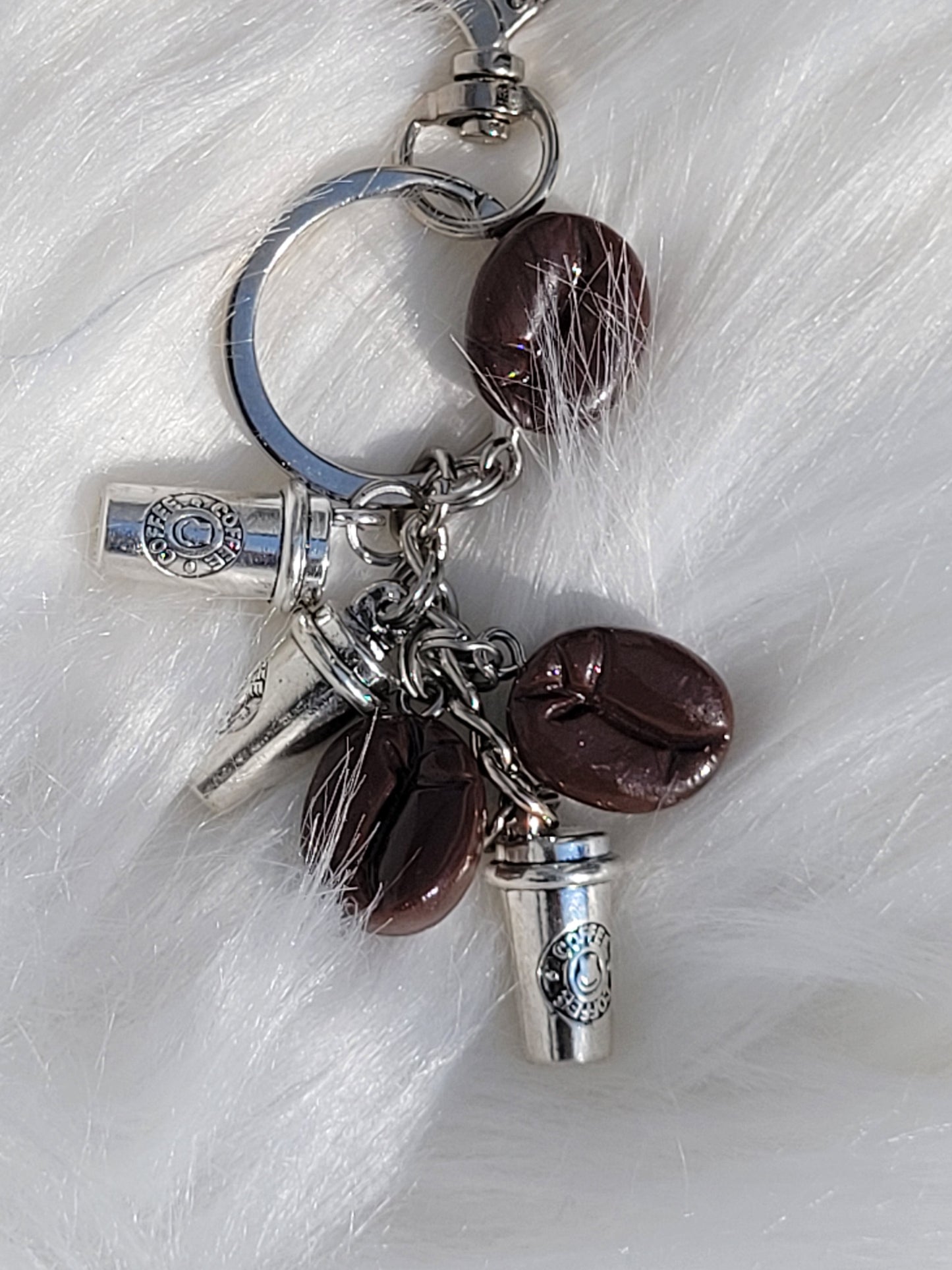 Silver cup coffee keychain