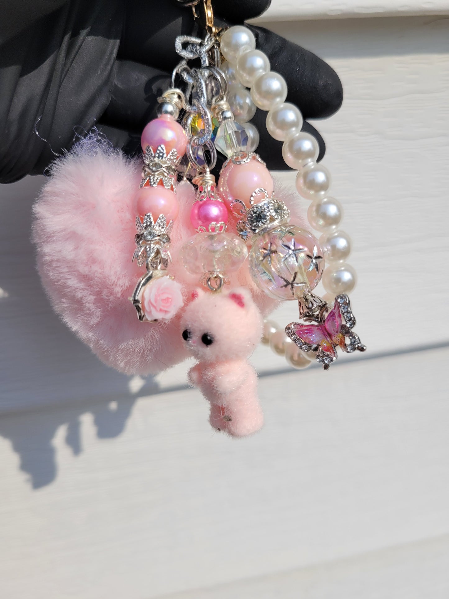 Pink Heart Cell Phone Dangle Bracelet