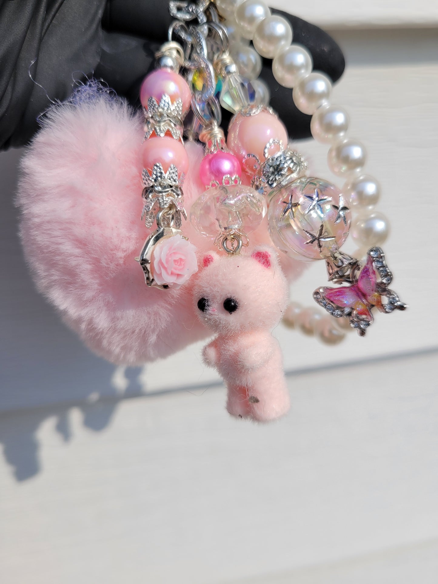 Pink Heart Cell Phone Dangle Bracelet