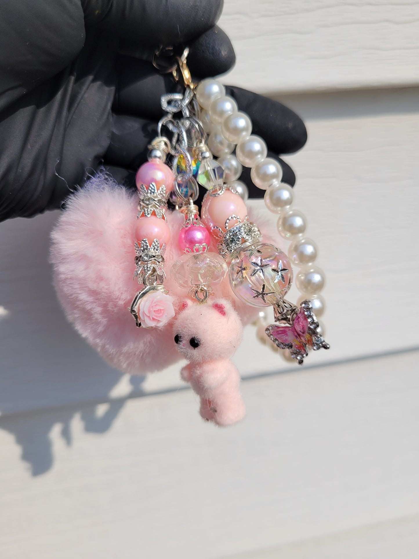 Pink Heart Cell Phone Dangle Bracelet