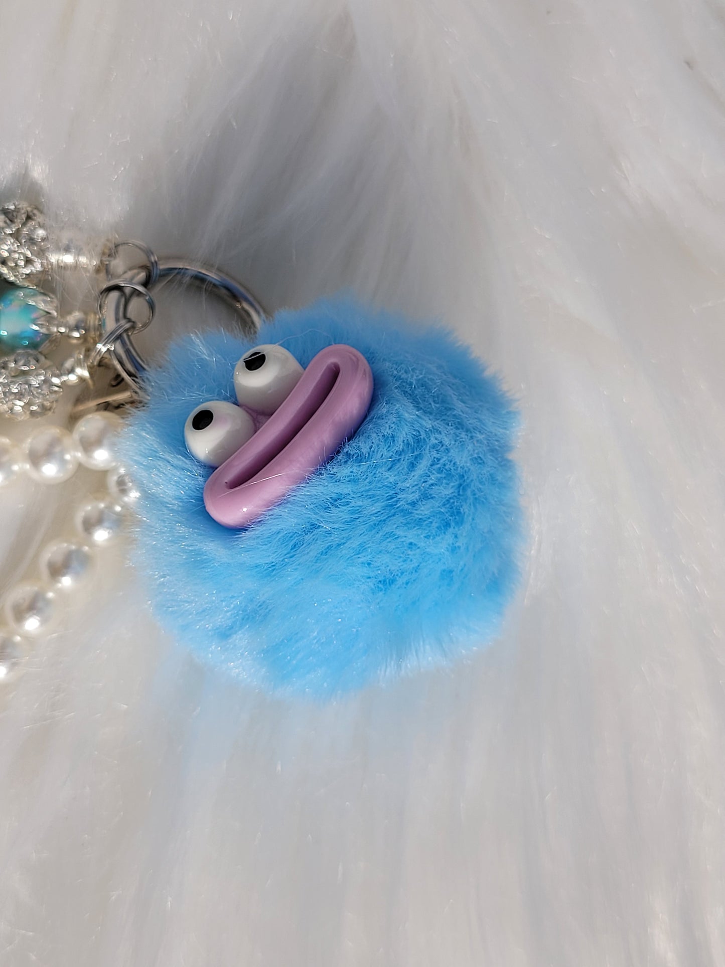 Cell Phone Dangle Blue Puff
