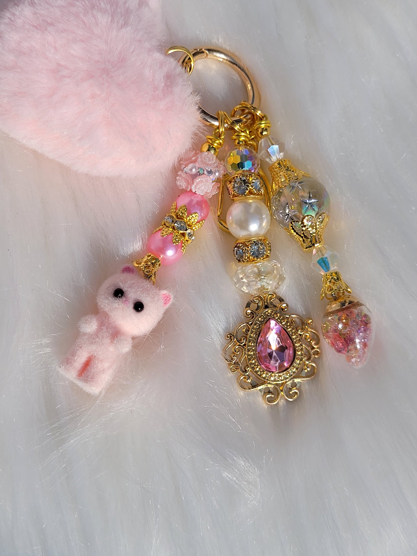 Pink Heart Cell Phone Dangle and Keychain