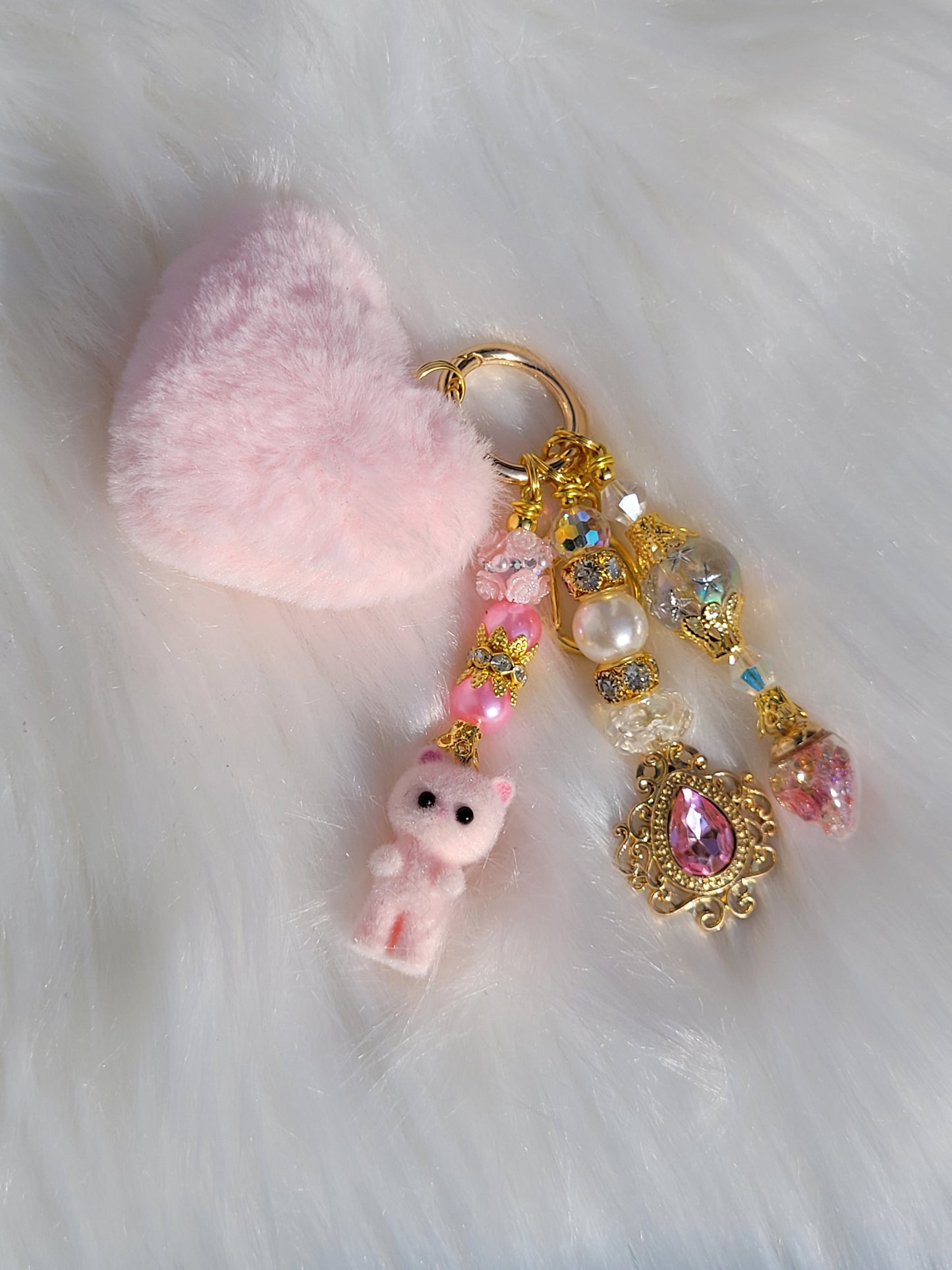 Pink Heart Cell Phone Dangle and Keychain