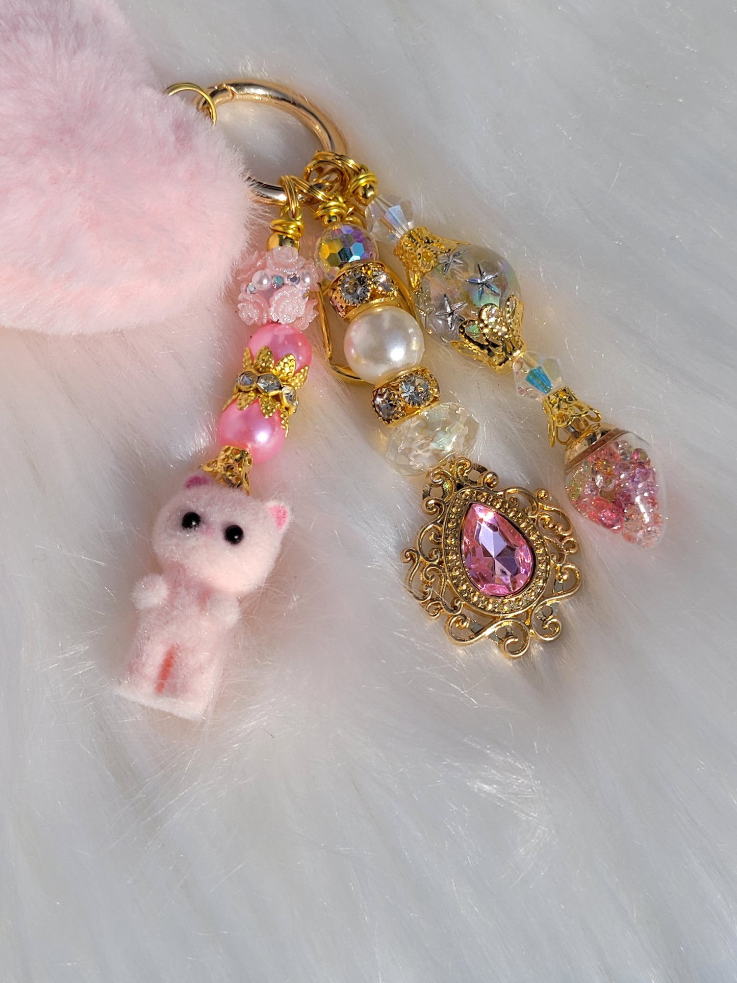 Pink Heart Cell Phone Dangle and Keychain