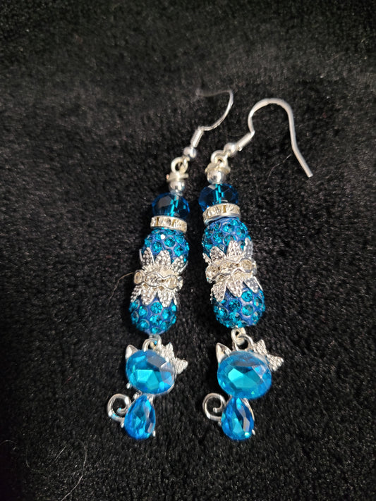 Blue Cat Earrings