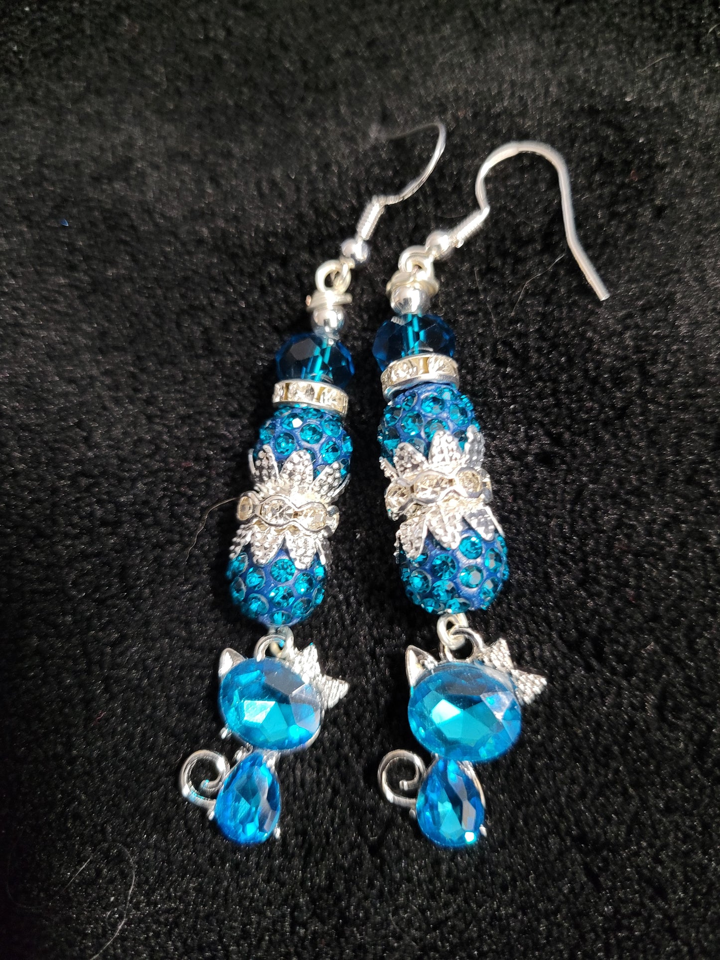 Blue Cat Earrings