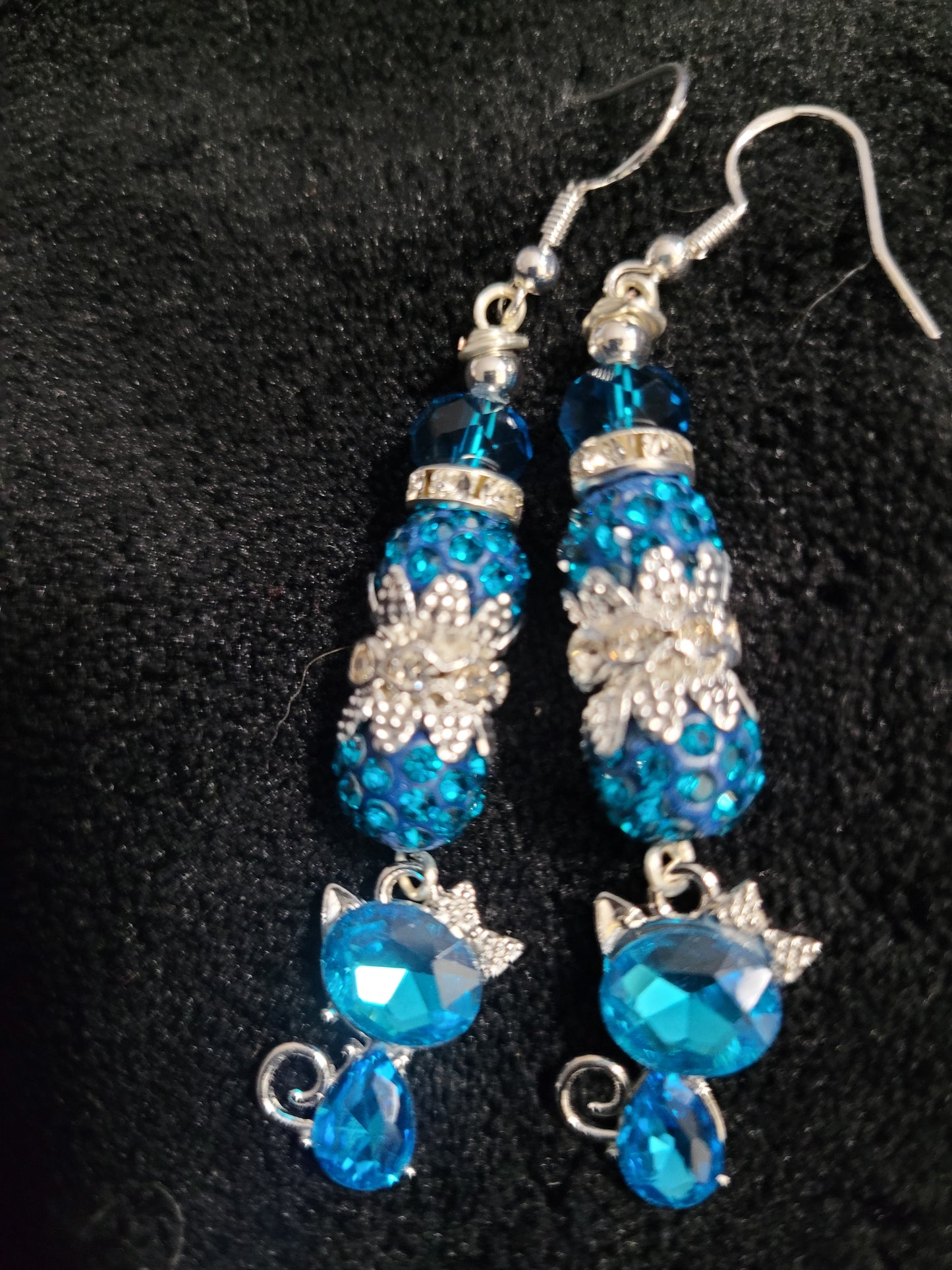 Blue Cat Earrings