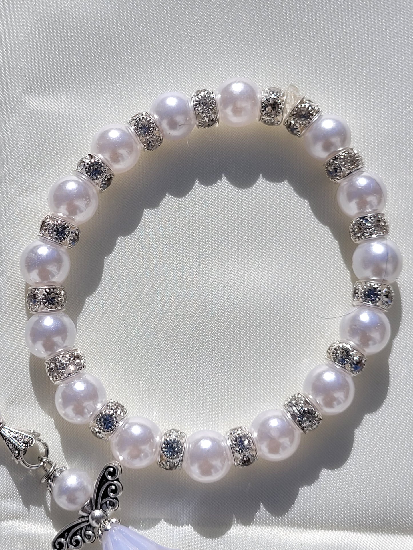 Elegant White Angel Bracelet and Earring Set