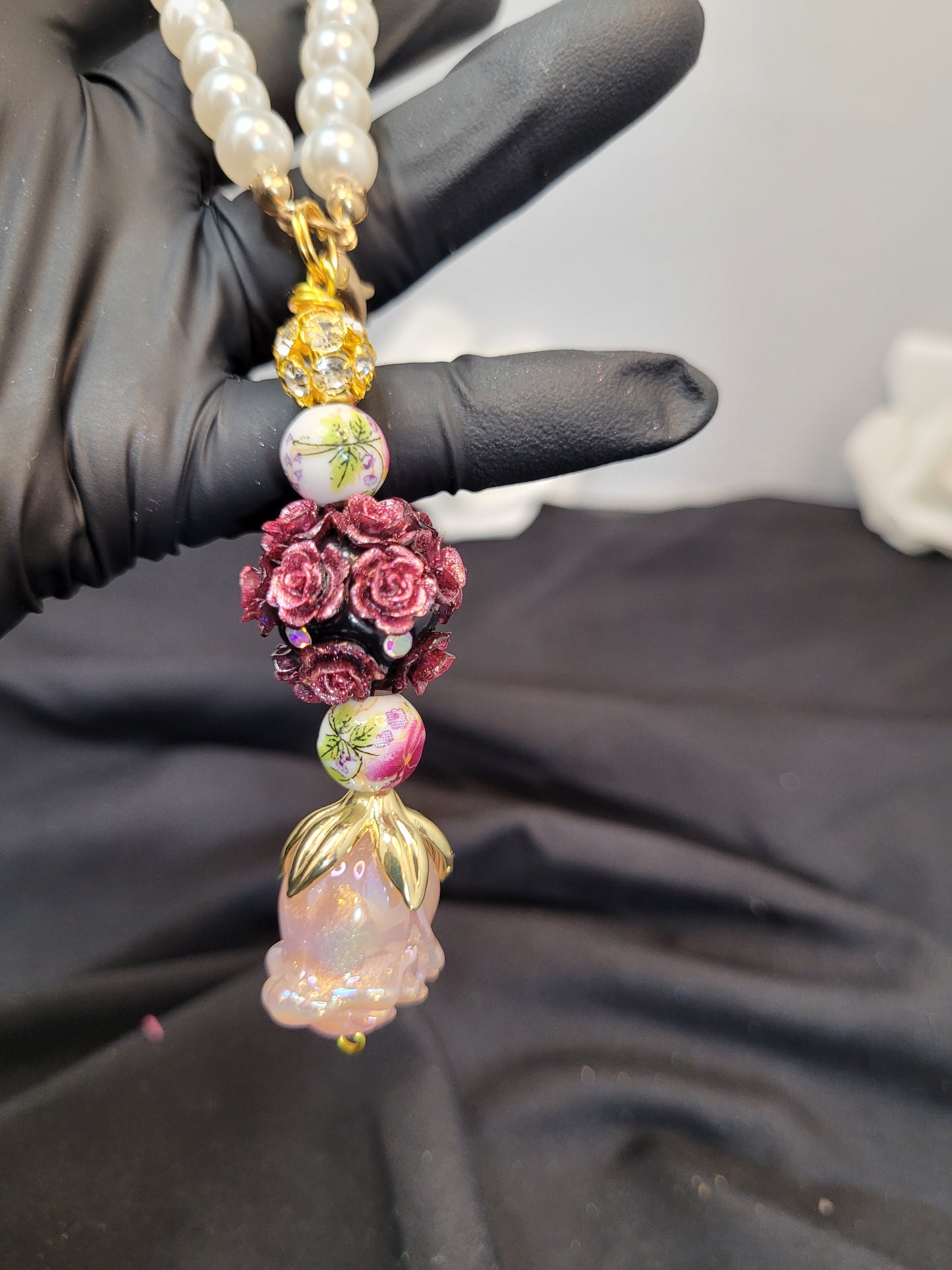 Rose Ball Cell Phone Dangle / Keychain