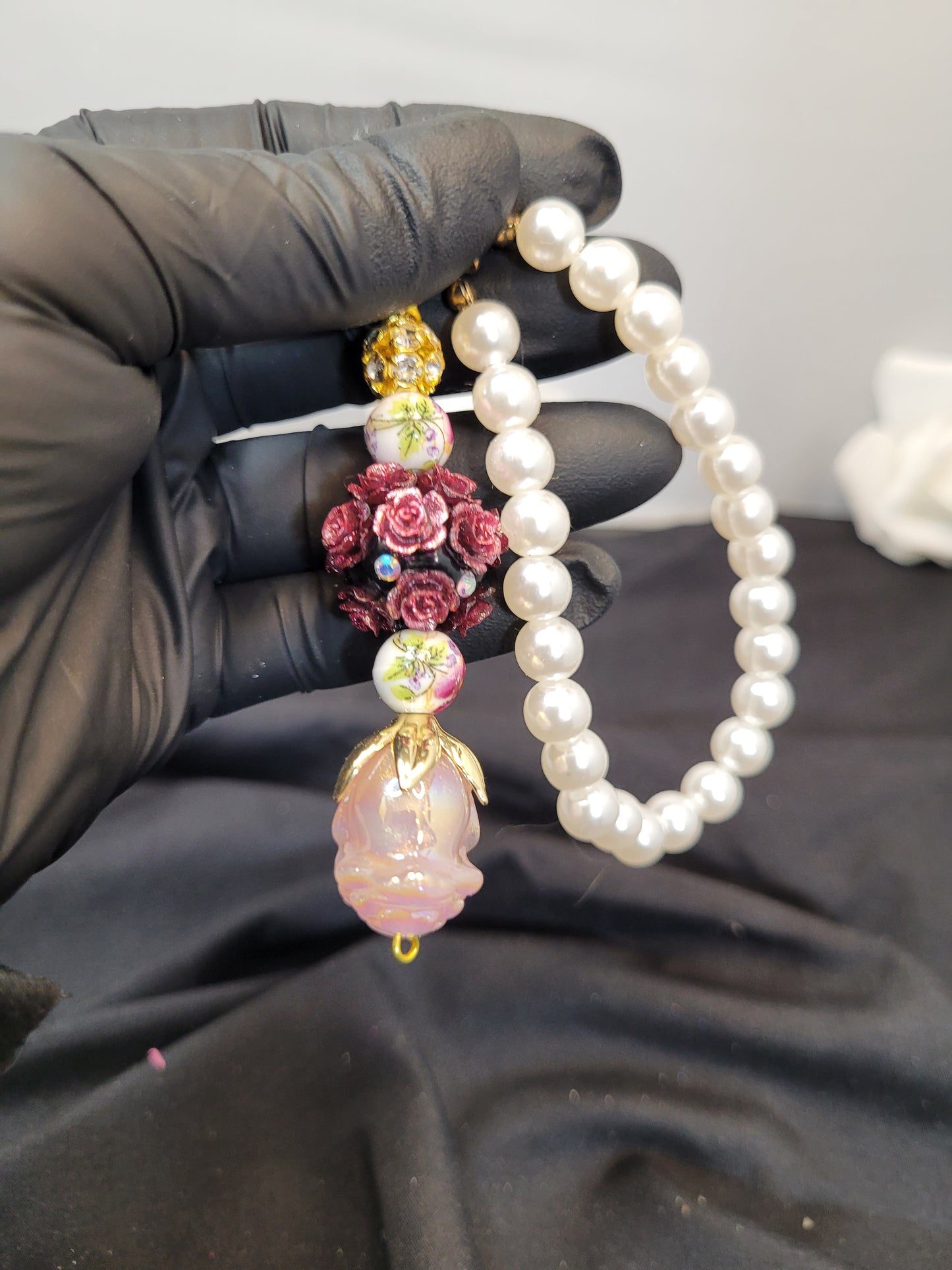 Rose Ball Cell Phone Dangle / Keychain