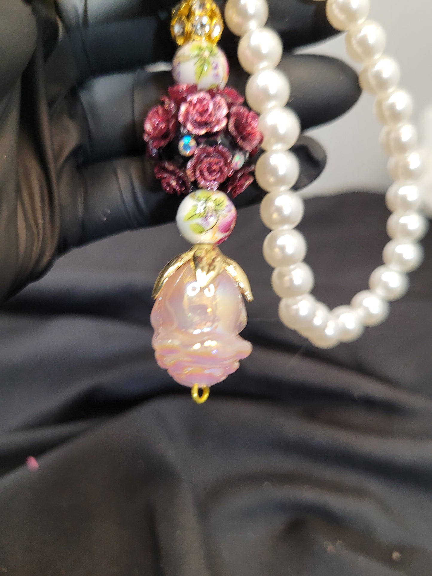 Rose Ball Cell Phone Dangle / Keychain