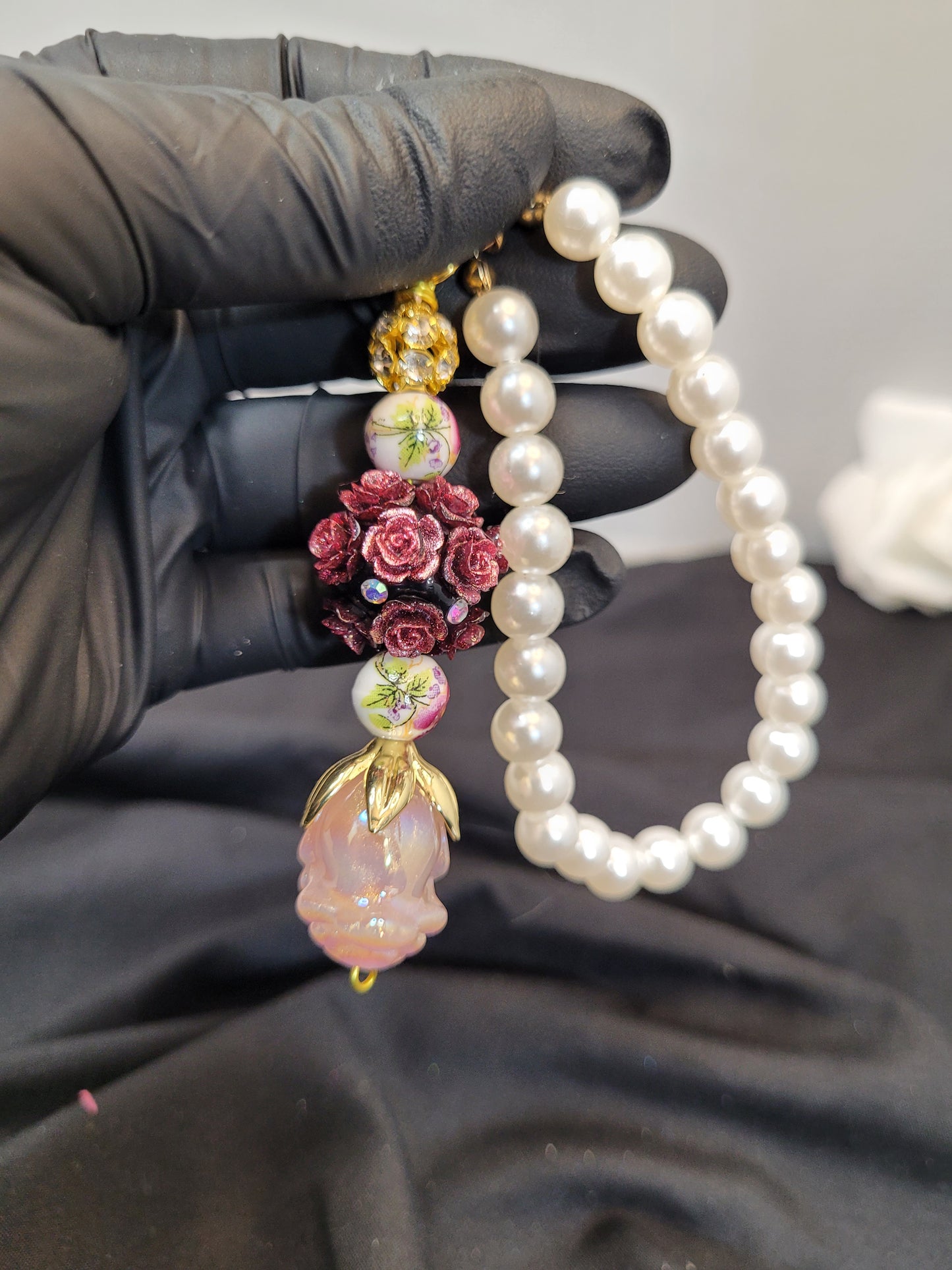 Rose Ball Cell Phone Dangle / Keychain